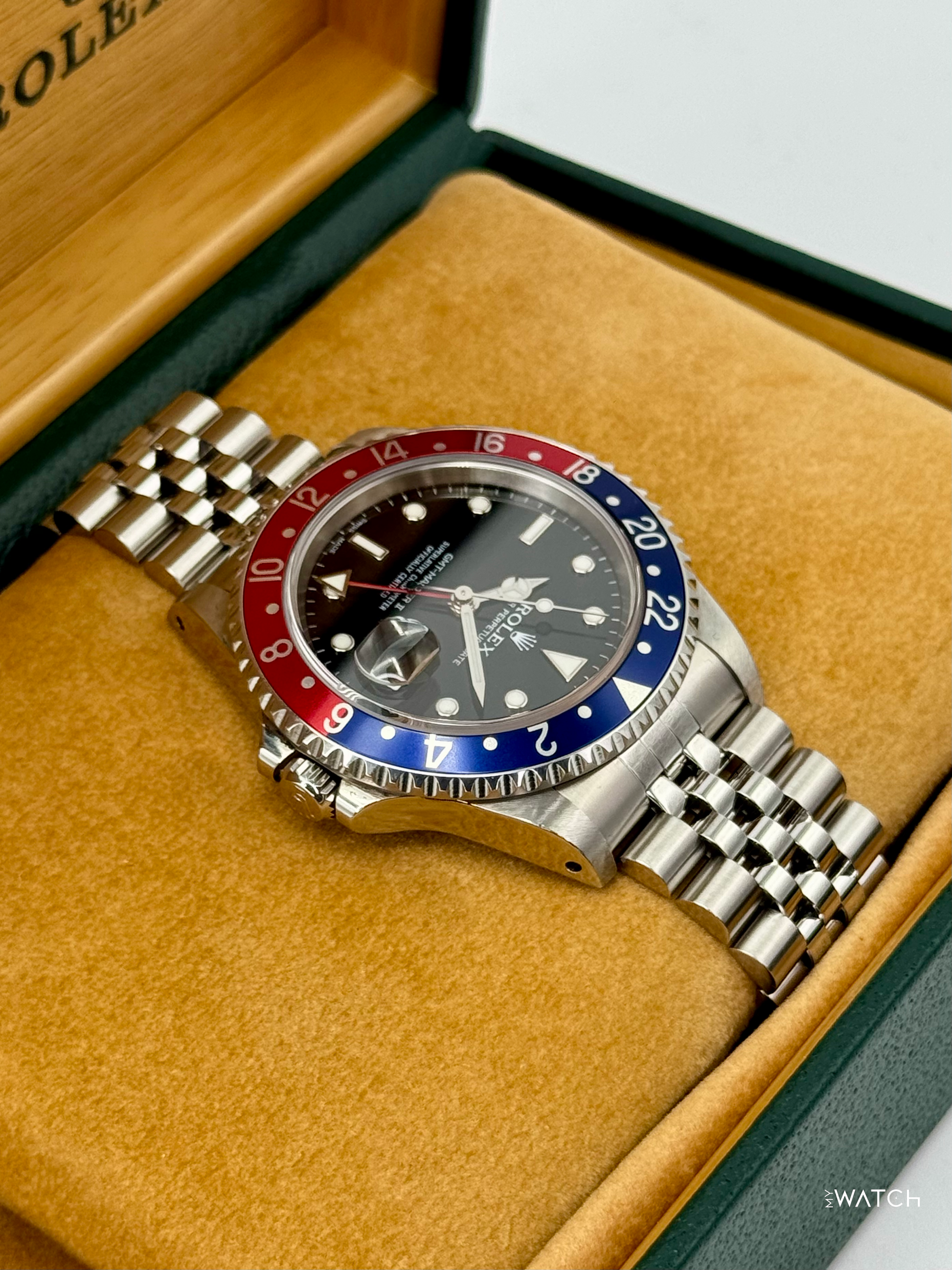 2001 Rolex GMT Master II "Pepsi" 40mm 16710 Stainless Steel "Collectors Set" - MyWatchLLC