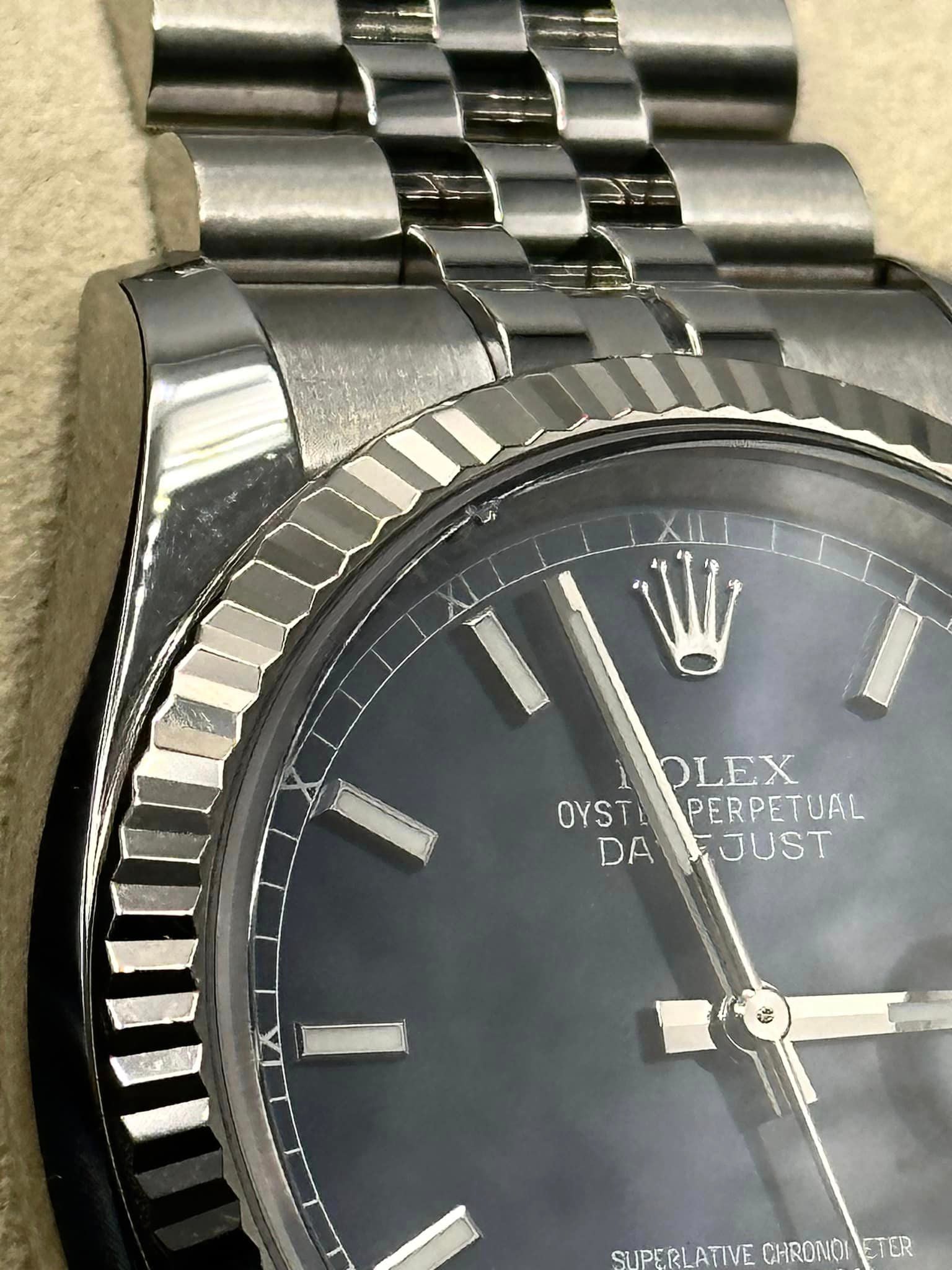 2018 Rolex Datejust 36mm 116234 Jubilee Blue Stick Roulette Date Dial - MyWatchLLC