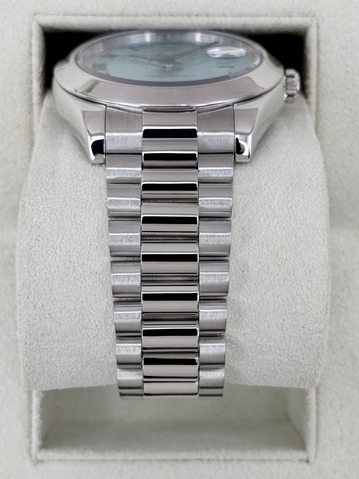 2014 Rolex Day-Date II 41mm 218206 Platinum Ice Blue Roman Numeral Dial