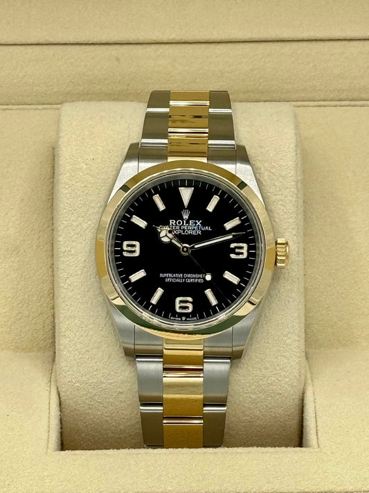 2021 Rolex Explorer 36mm 124273 Two-Tone Stainless Steel/Gold Black Dial - MyWatchLLC