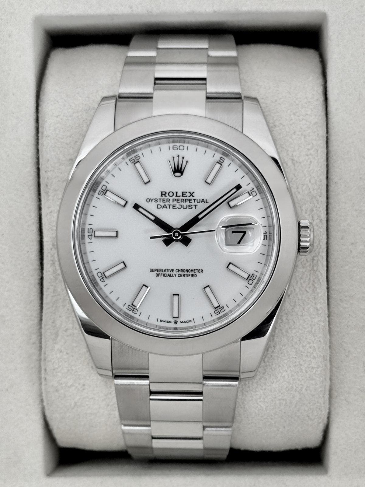 2025 Rolex Datejust 41mm 126300 Stainless Steel Oyster White Dial