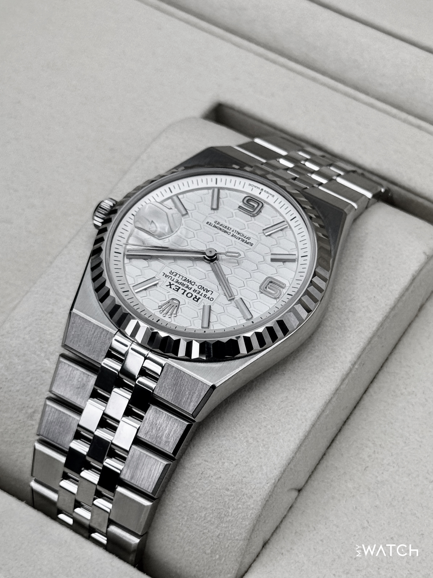 NEW 2026 Rolex Land-Dweller 36mm 127234 Stainless Steel Flat Jubilee White Dial - MyWatchLLC