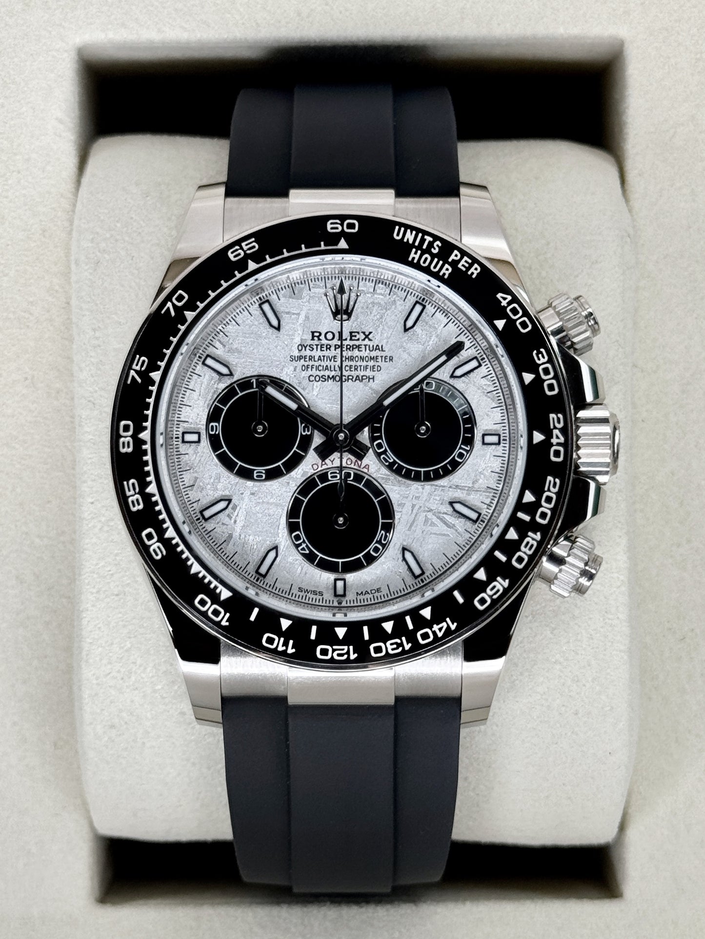NEW 2026 Rolex Daytona 40mm 126519LN White Gold Oysterflex Meteorite Dial (NEW STYLE CARD)