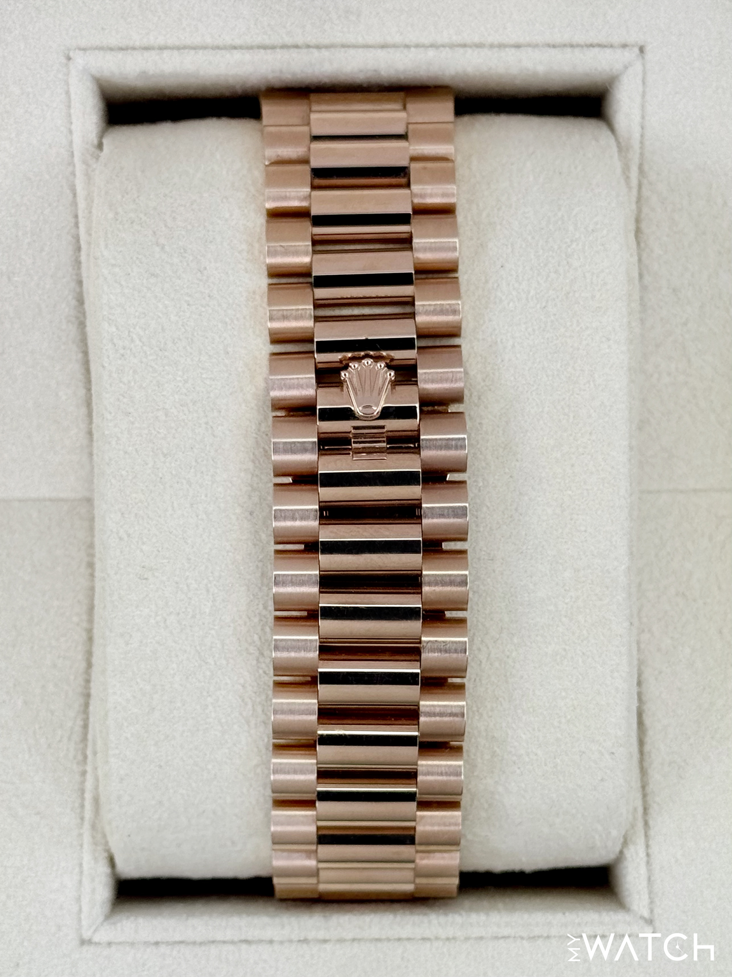 2023 Rolex Day-Date 40mm 228235 Rose Gold Eisenkiesal Baguette Dial