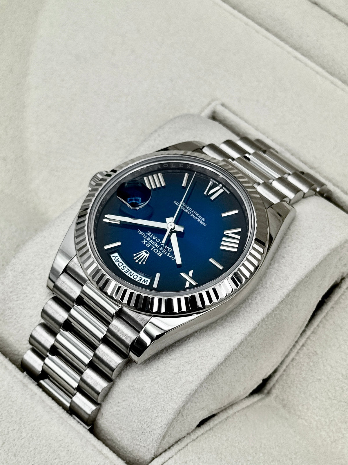 2024 Rolex Day-Date 40mm 228239 Presidential Blue Ombre Dial
