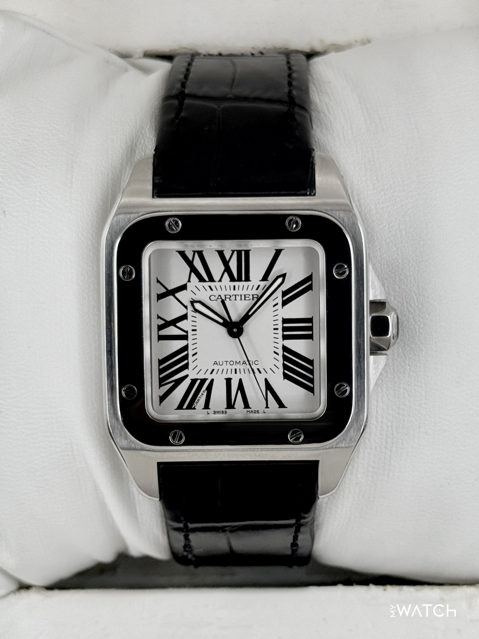Cartier Santos 100 33mm 2878 Stainless Steel White Dial - MyWatchLLC