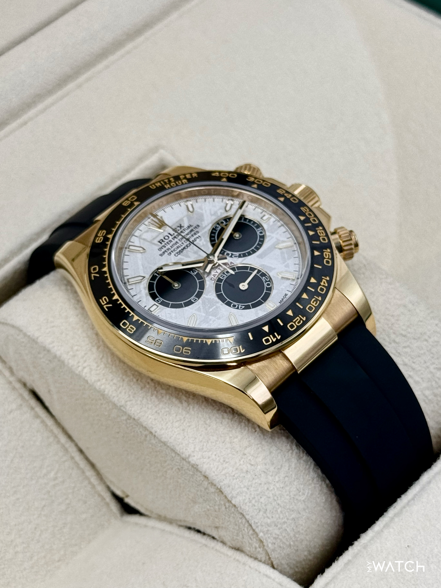 2025 Rolex Daytona 40mm 126518LN Yellow Gold Oysterflex Meteorite Dial - MyWatchLLC