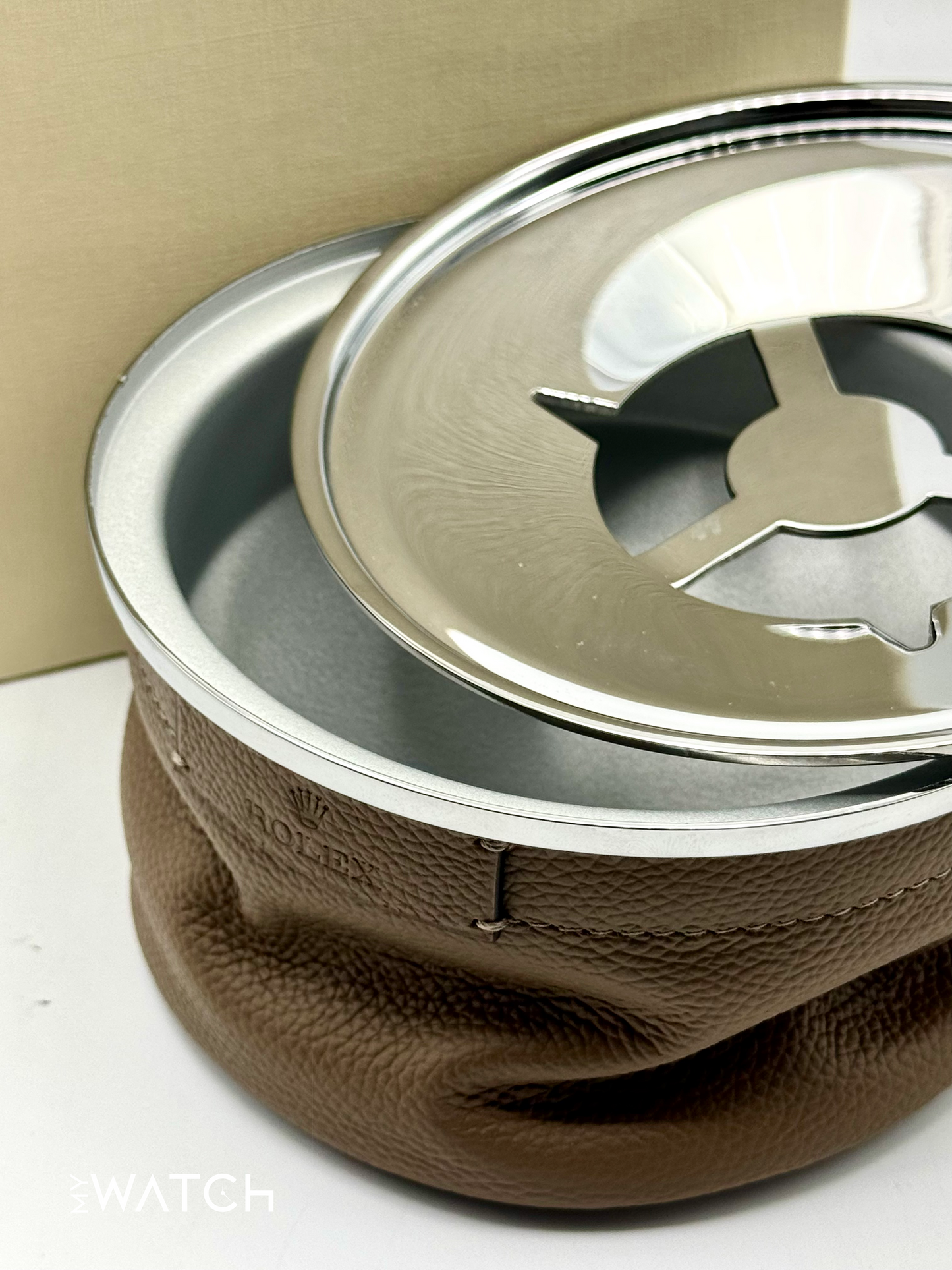 Rolex Brown Leather Ashtray