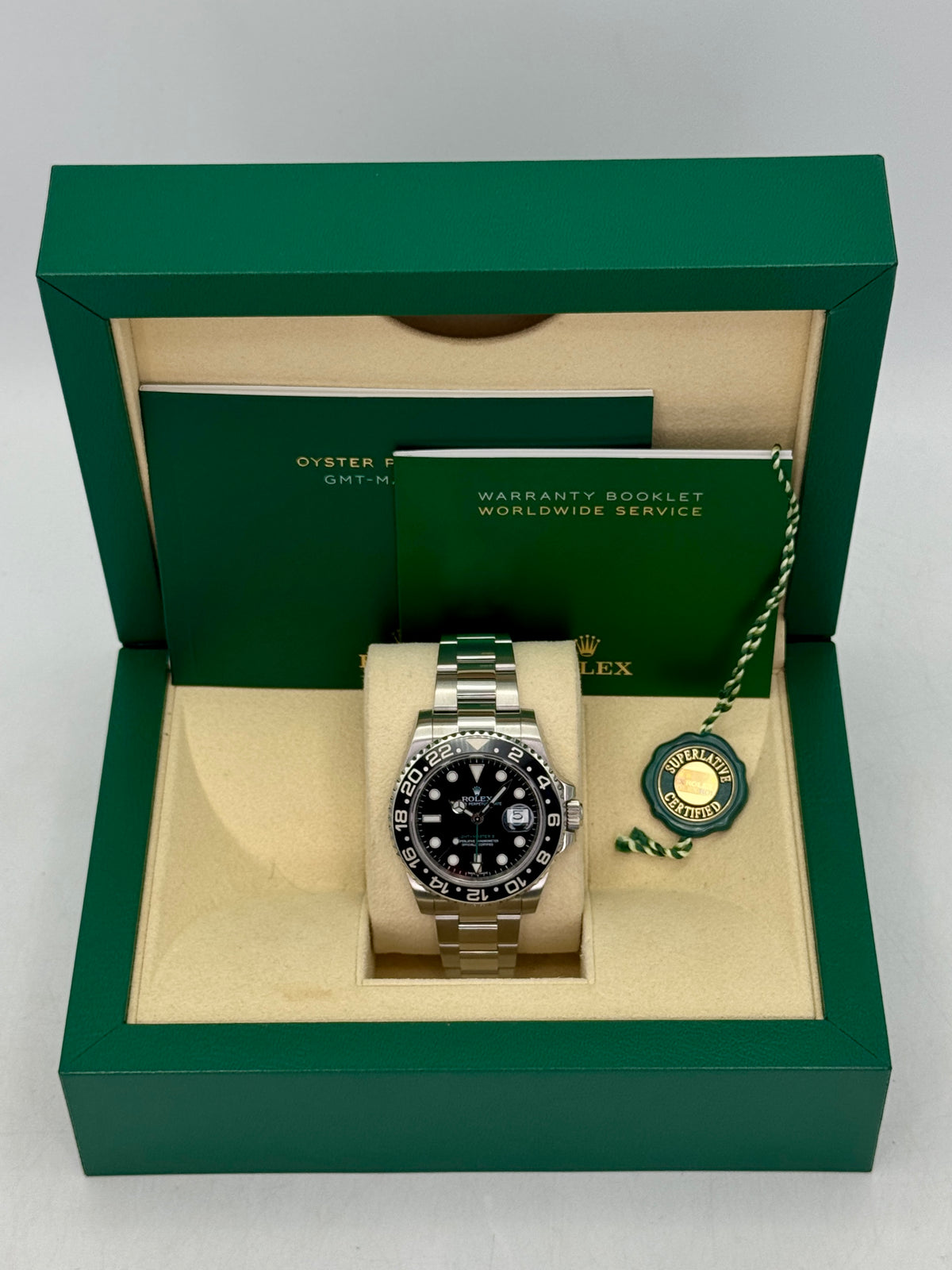 2016 est. Rolex GMT-Master II 40mm 116710LN Stainless Steel Black Dial