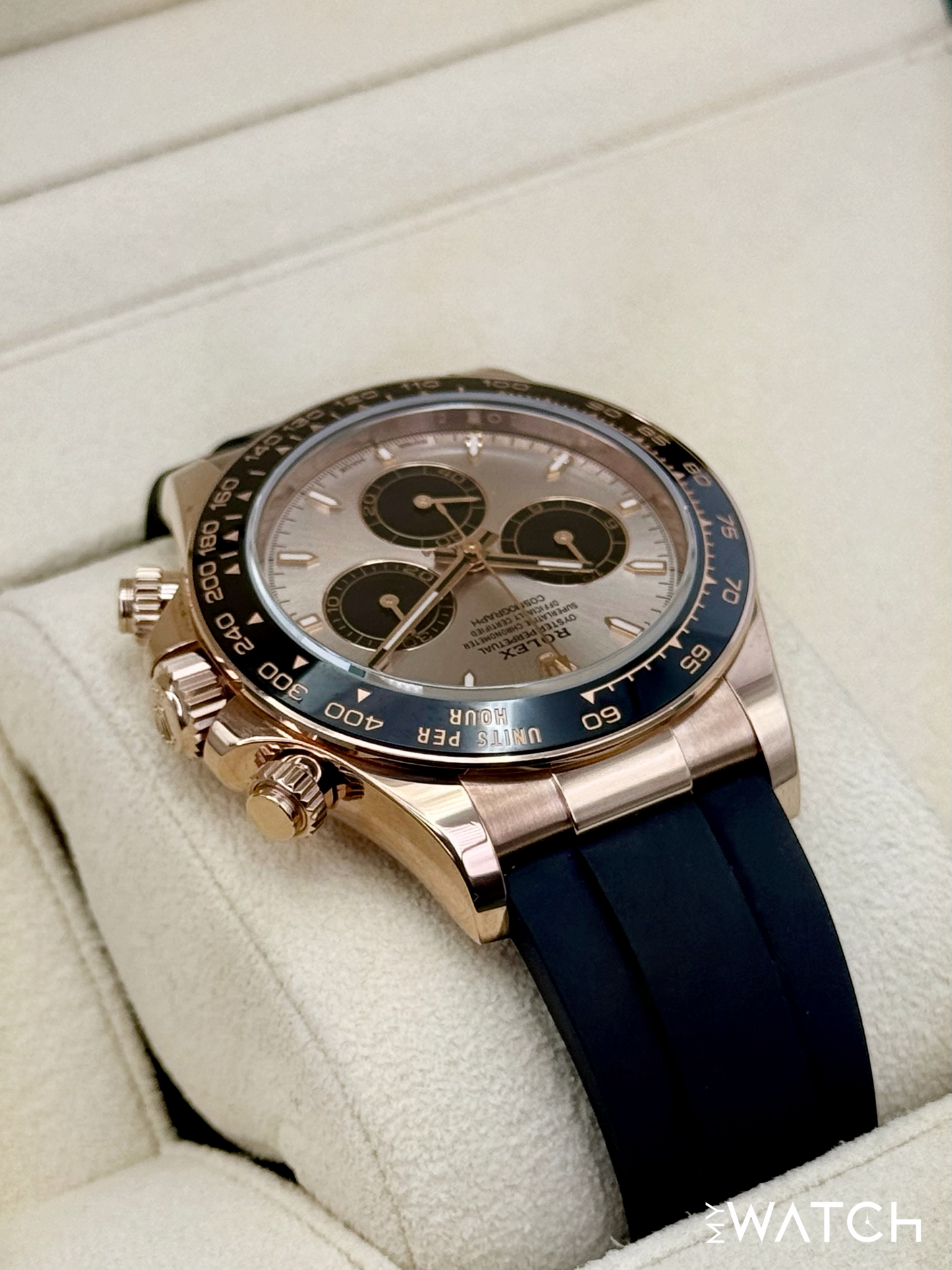 NEW 2025 Rolex Daytona 40mm 126515LN Rose Gold Oysterflex Sundust Dial