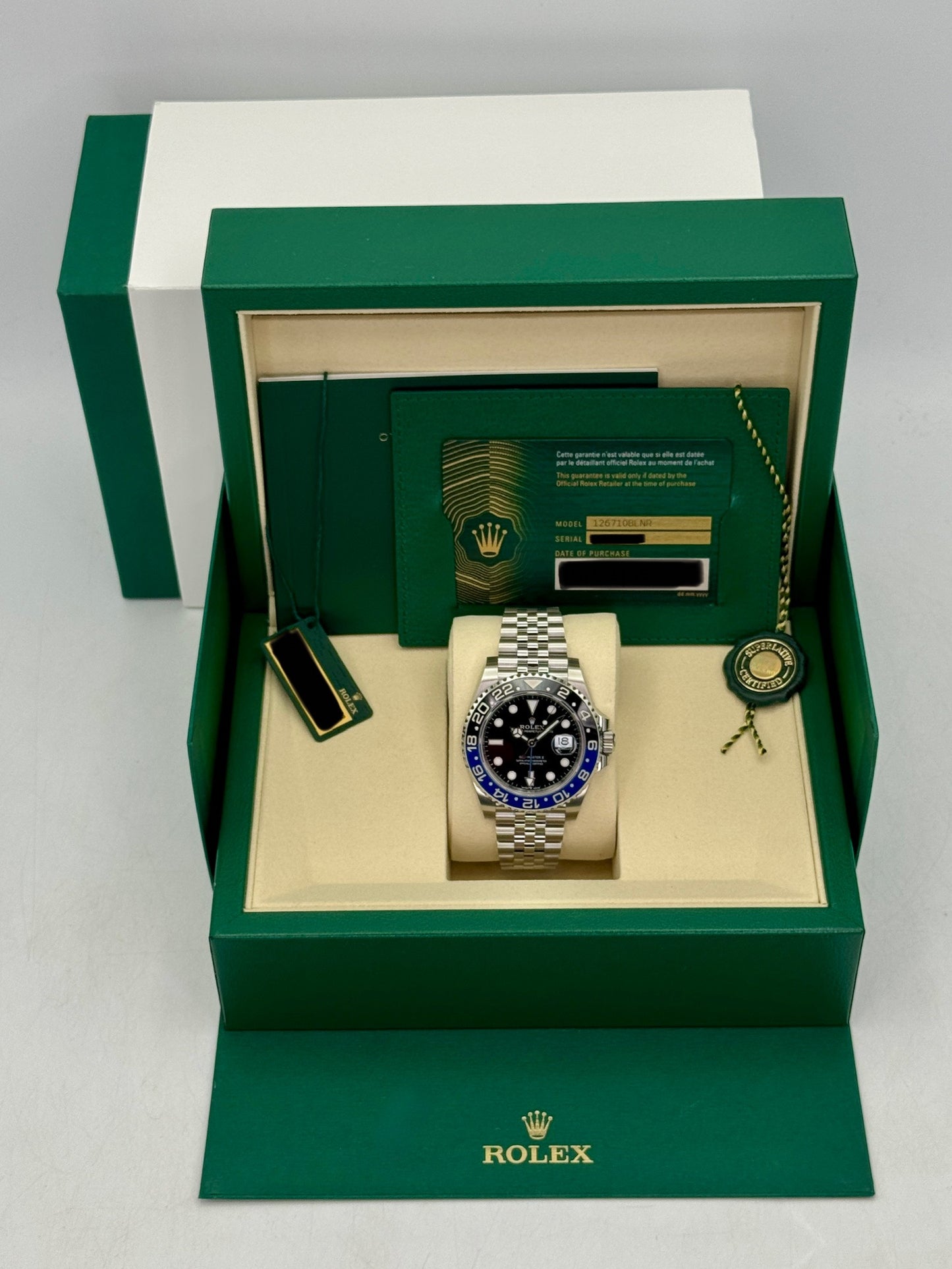 NEW 2026 Rolex GMT-Master II Batgirl 40mm 126710BLNR Jubilee (NEW STYLE CARD)