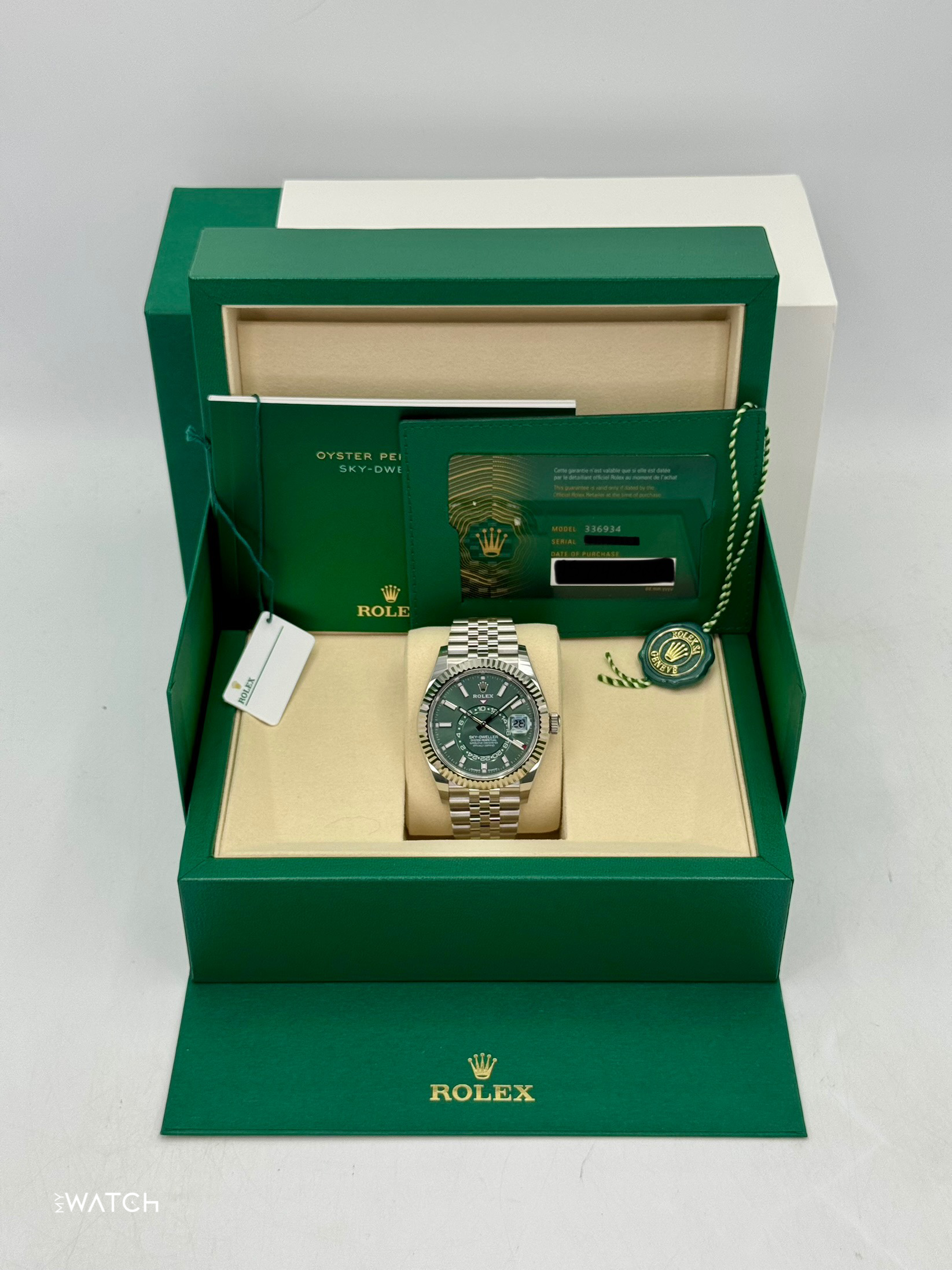 NEW 2025 Rolex Sky-Dweller 42mm 336934 Jubilee Green Dial - MyWatchLLC