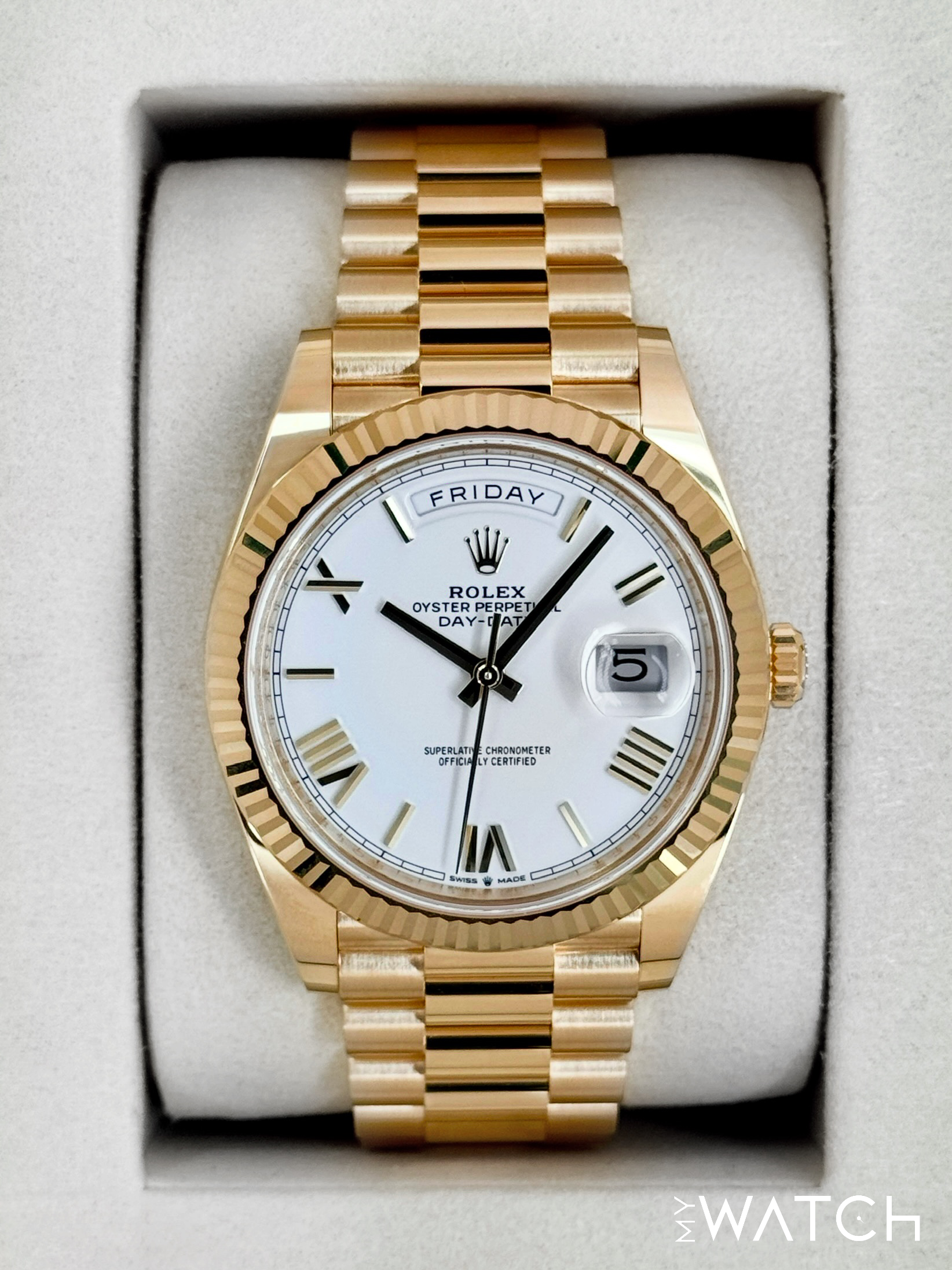NEW 2025 Rolex Day-Date 40mm 228238 Presidential White Dial - MyWatchLLC