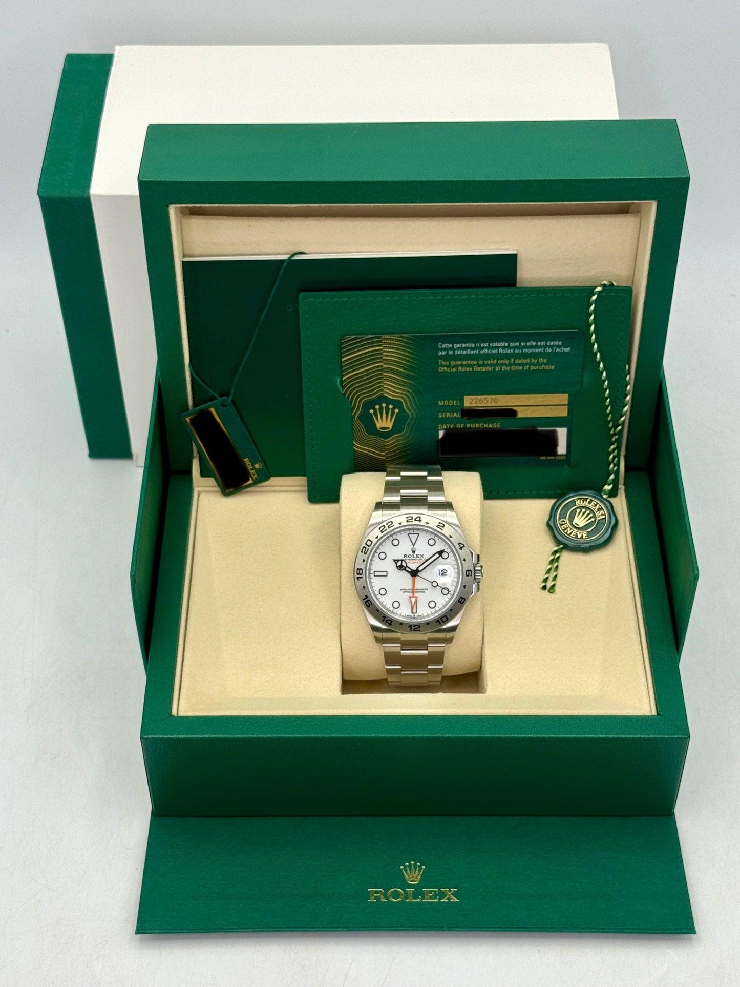 NEW 2026 Rolex Explorer II 42mm 226570 Stainless Steel Polar White Dial (NEW CARD AND STICKERED)