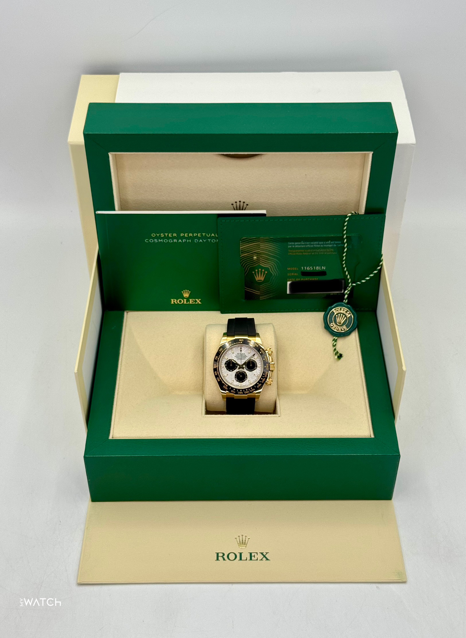 2022 Rolex Daytona 40mm 116518LN Oysterflex Yellow Gold Meteorite Dial - MyWatchLLC