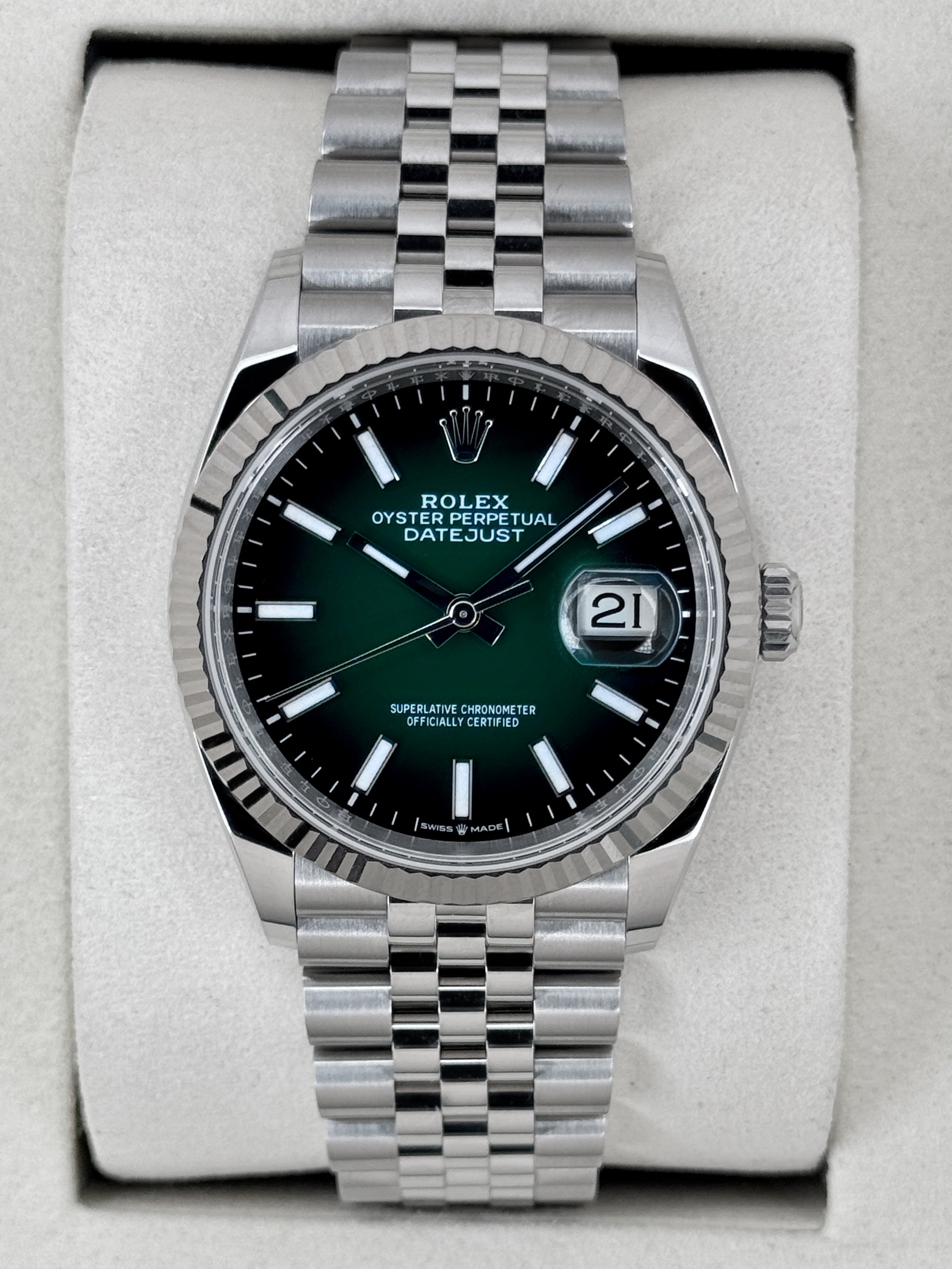 2026 Rolex Datejust 36mm 126234 Stainless Steel Jubilee Green Ombre Di