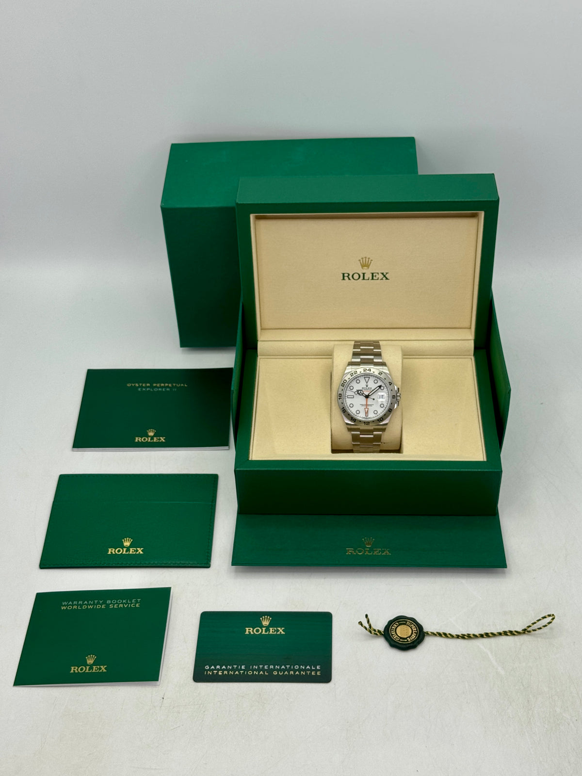 NEW 2026 Rolex Explorer II 42mm 226570 Stainless Steel Polar White Dial (NEW STYLE CARD)