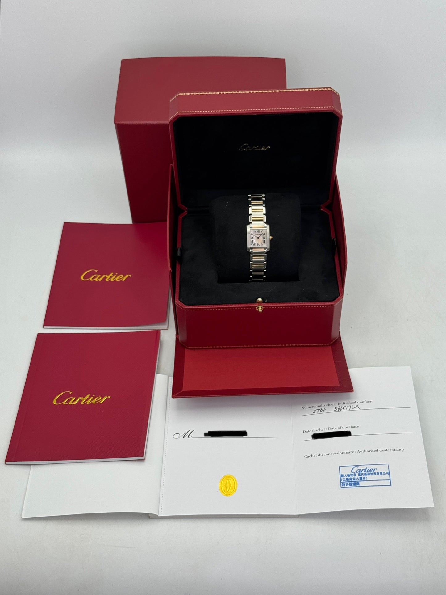 2010 Cartier Tank Francaise 20mm W51027Q4 Two-Tone Mother of Pearl Dial