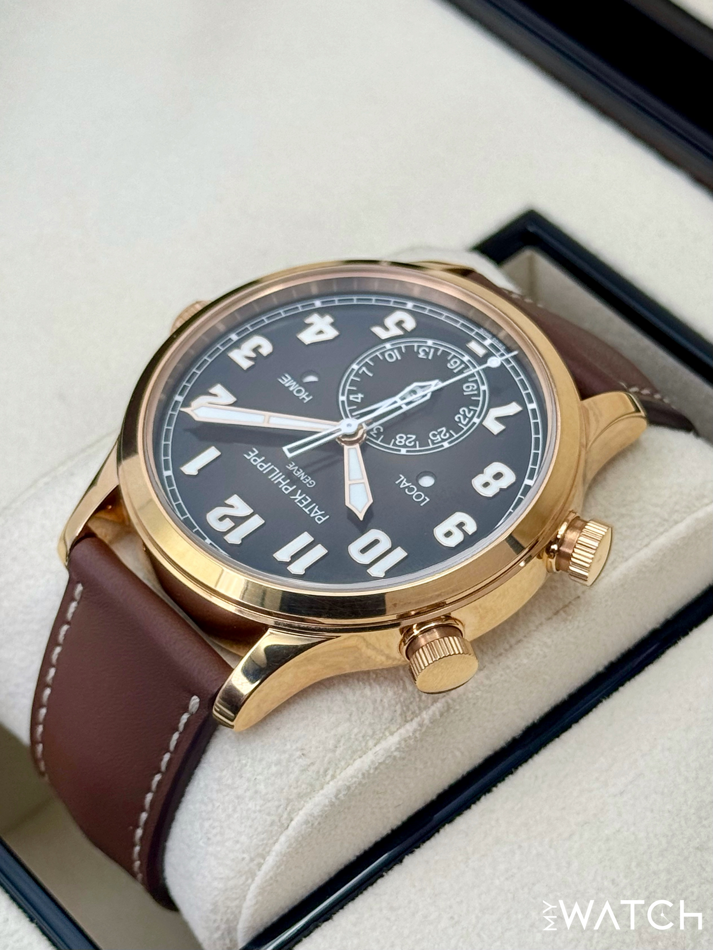 2021 Patek Philippe Calatrava Pilot Time Travel 42mm 5524R Rose Gold Brown Dial