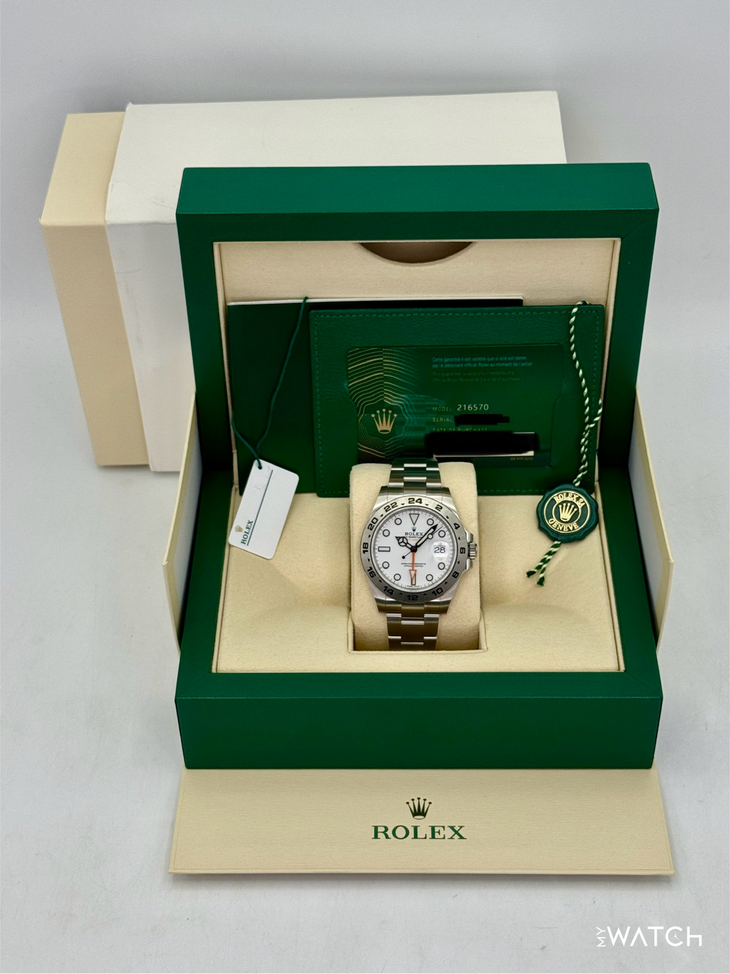 NEW OLD STOCK 2020 Rolex Explorer II 42mm 216570 Polar White Dial (STICKERED) - MyWatchLLC