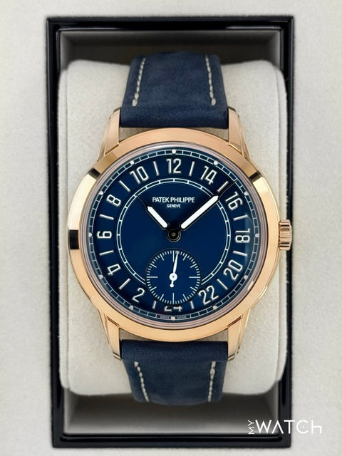 NEW 2026 Patek Philippe 42mm 5224R Calatrava Travel Time Rose Gold Blue Dial