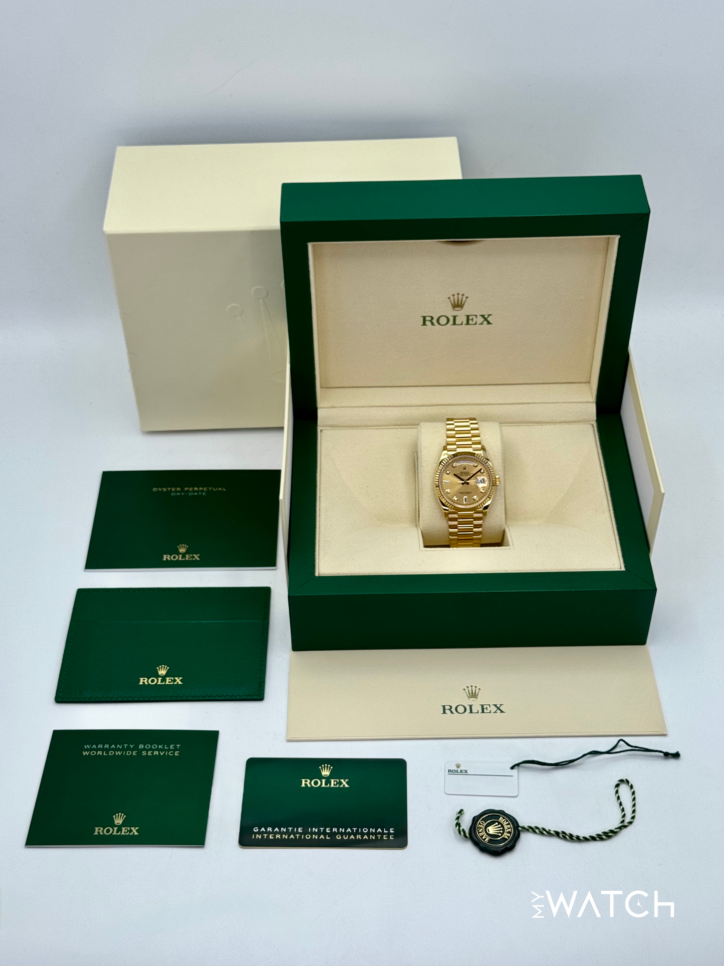 2024 Rolex Day-Date 36mm 128238 Presidential Champagne Diamond Dial