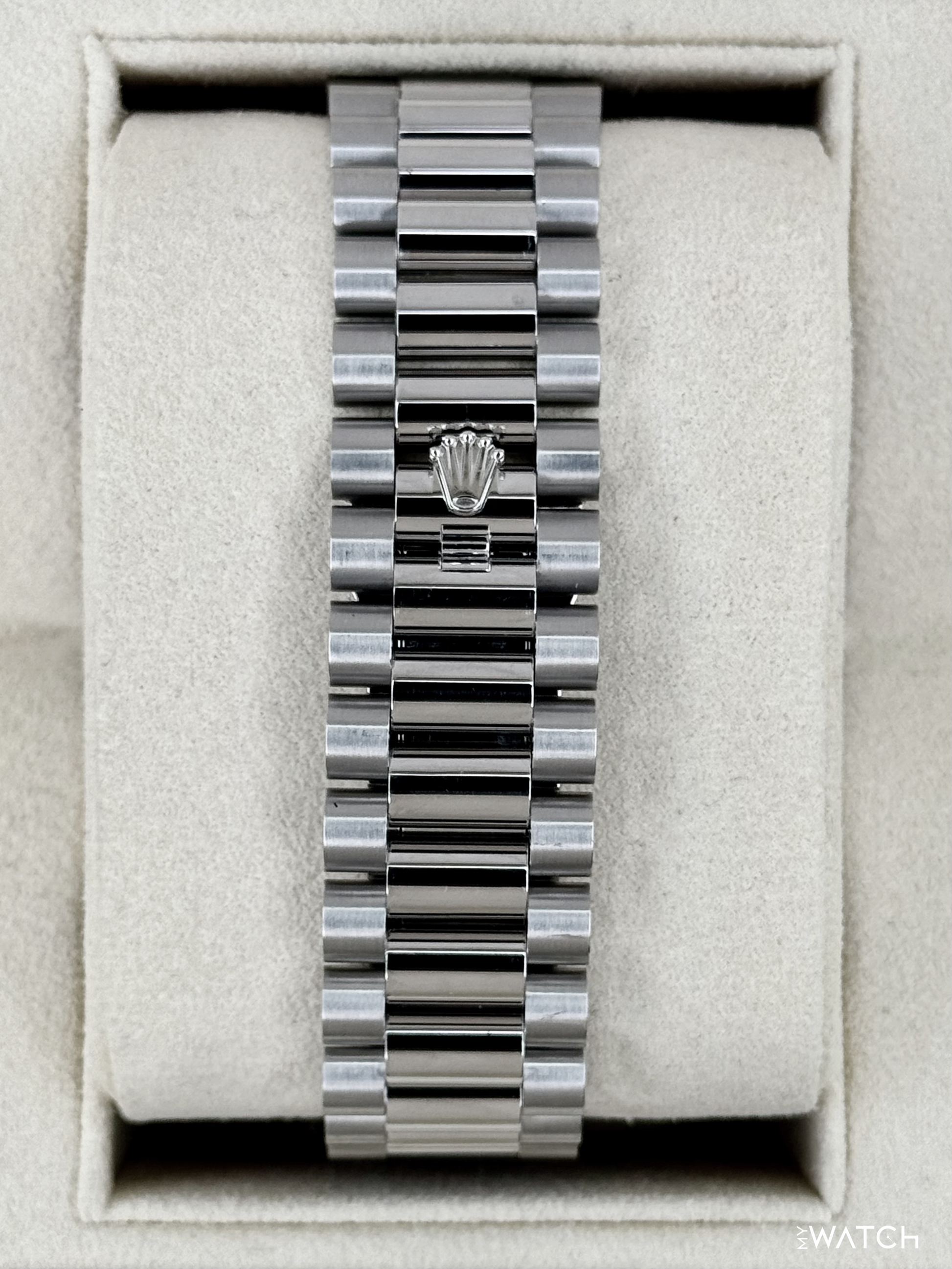 2021 Rolex Day-Date 40mm 228206 Platinum Ice Blue Diamond Dial - MyWatchLLC