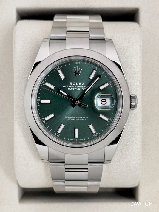NEW 2026 Rolex Datejust 41mm 126300 Stainless Steel Oyster Green Dial - MyWatchLLC