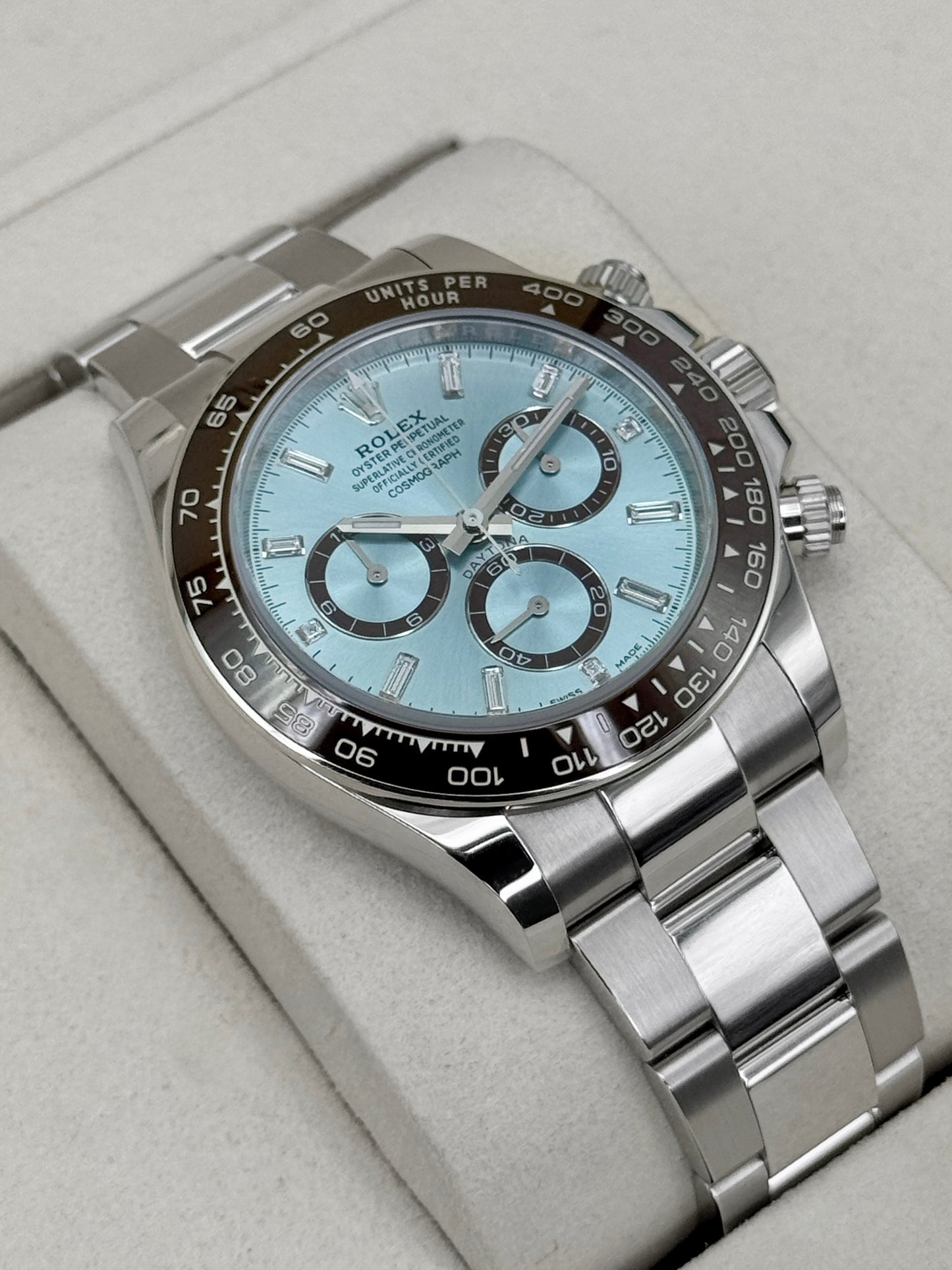 NEW 2025 Rolex Daytona 40mm 126506 Platinum Ice-Blue Diamond Baguette Dial