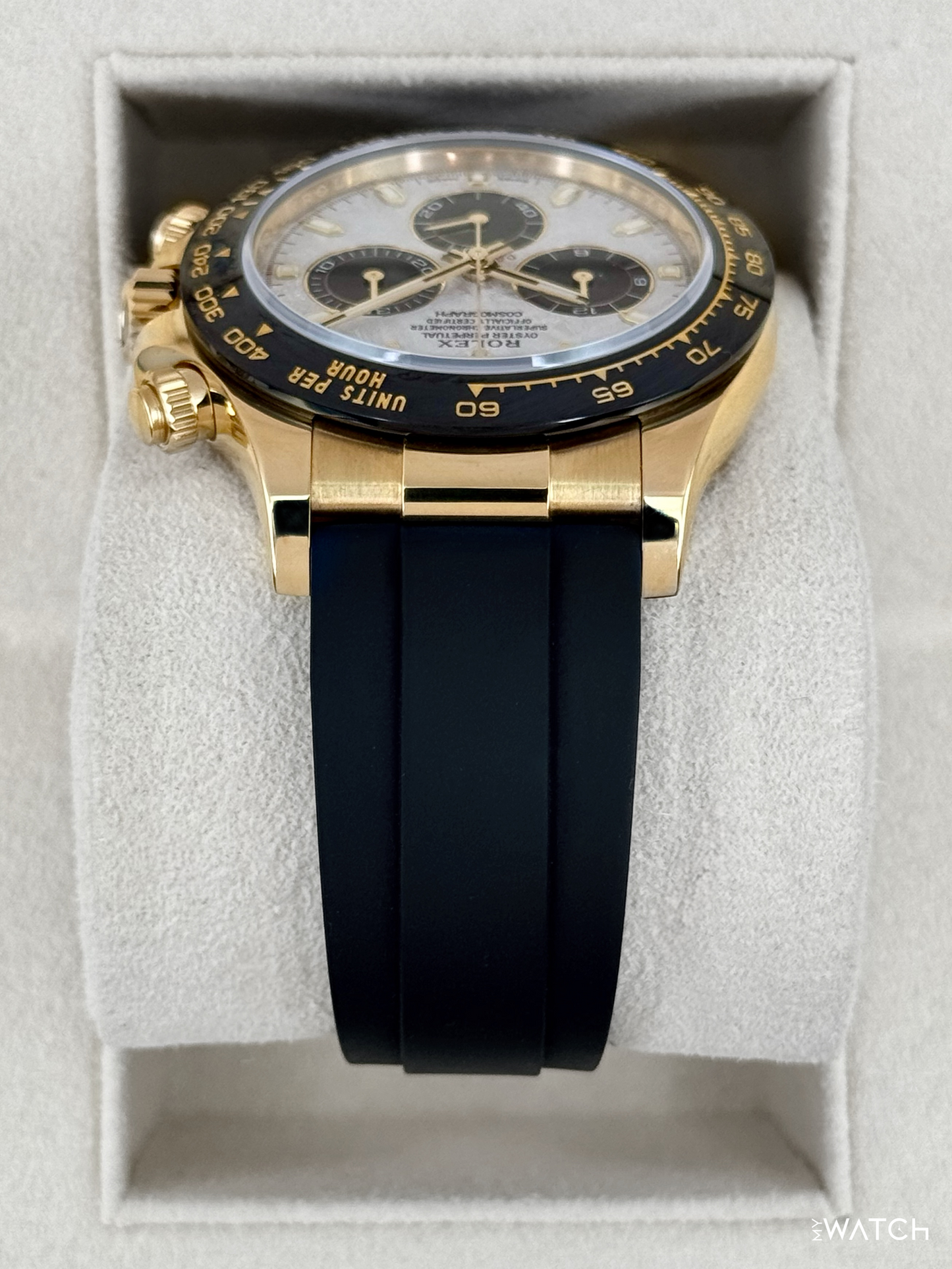 2022 Rolex Daytona 40mm 116518LN Oysterflex Yellow Gold Meteorite Dial - MyWatchLLC
