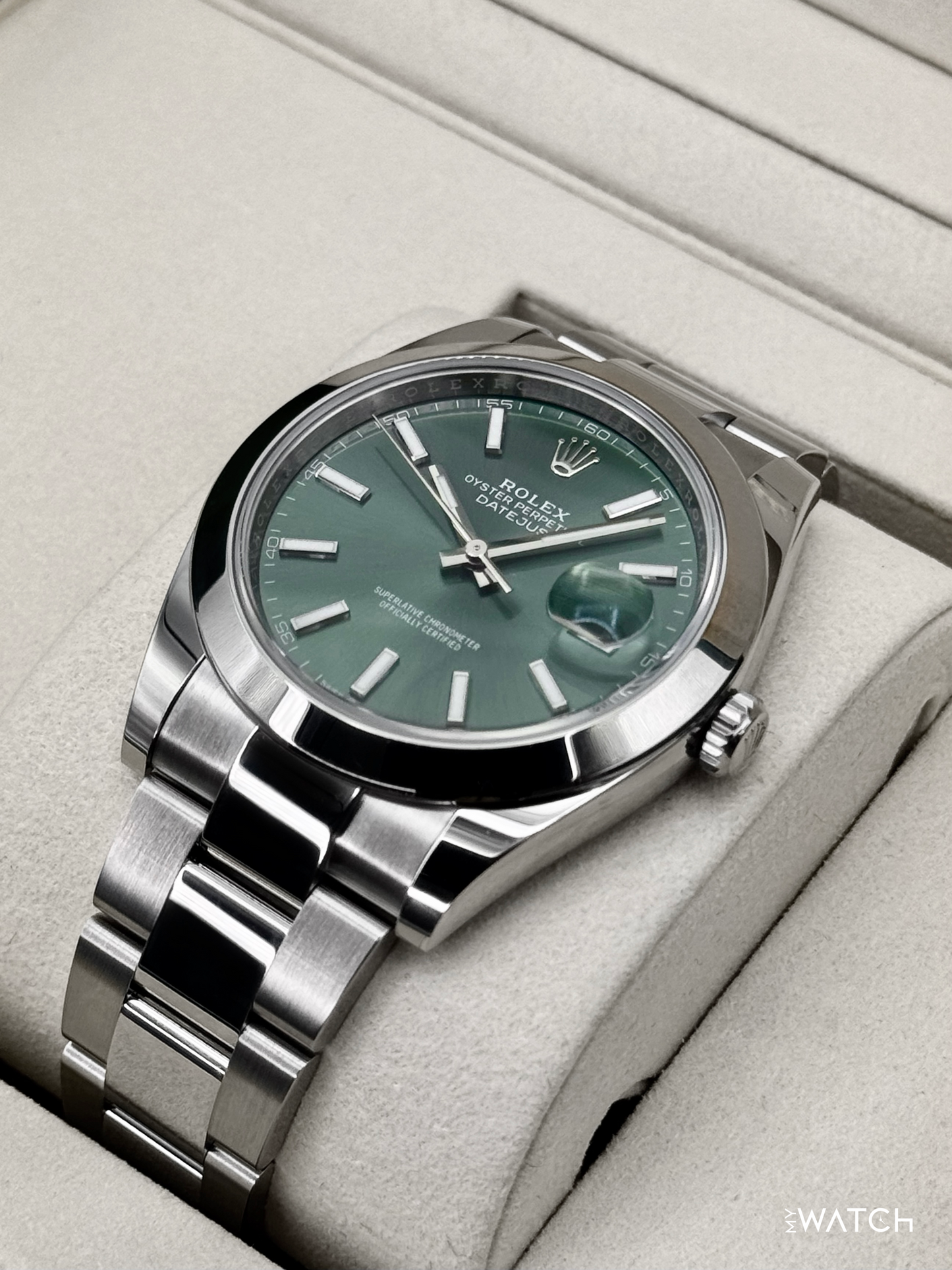 NEW 2026 Rolex Datejust 41mm 126300 Stainless Steel Oyster Green Dial - MyWatchLLC