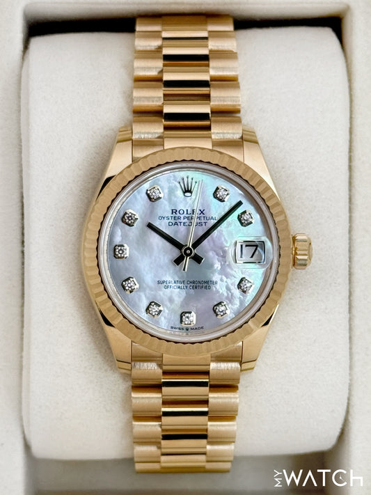 NEW 2025 Rolex Datejust 31mm 278278 Yellow Gold MOP Diamond Dial
