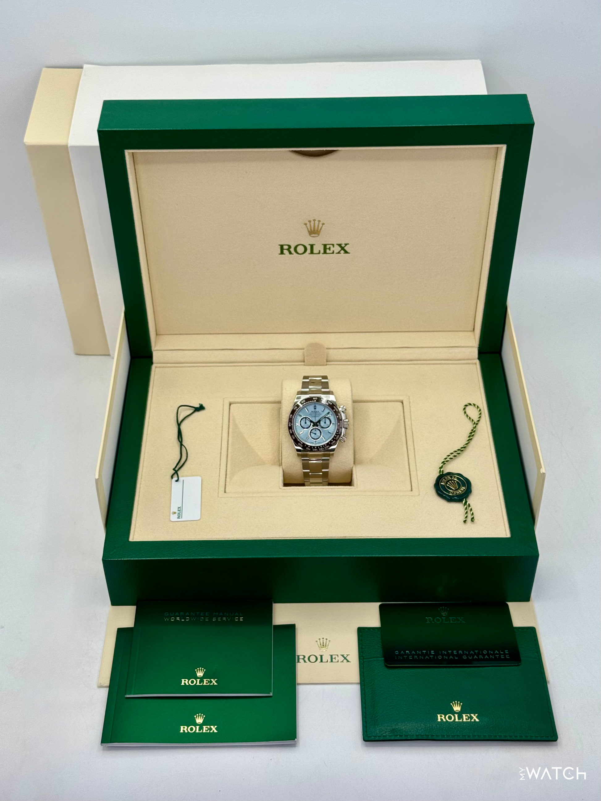 2025 Rolex Daytona 40mm 126506 Platinum Ice Blue Diamond Baguette Dial - MyWatchLLC