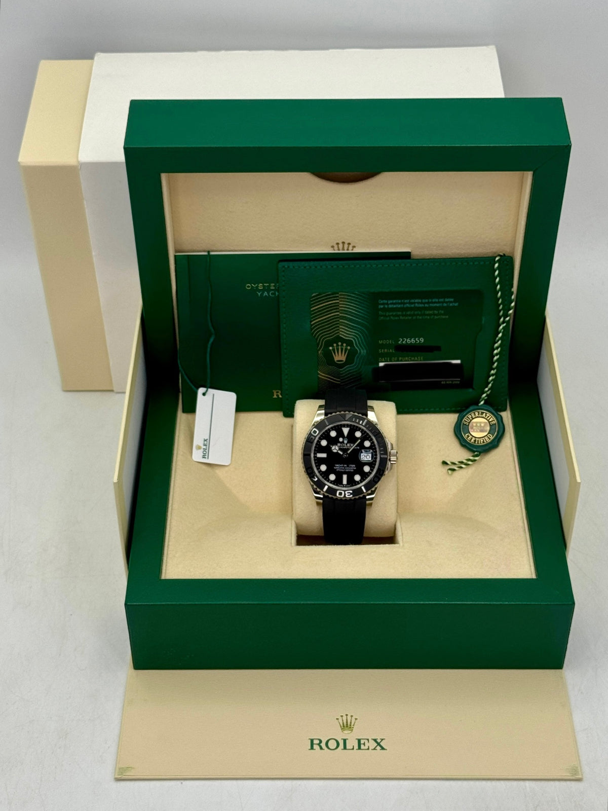 2021 Rolex Yacht-Master 42mm 226659 White Gold Oysterflex Black Dial