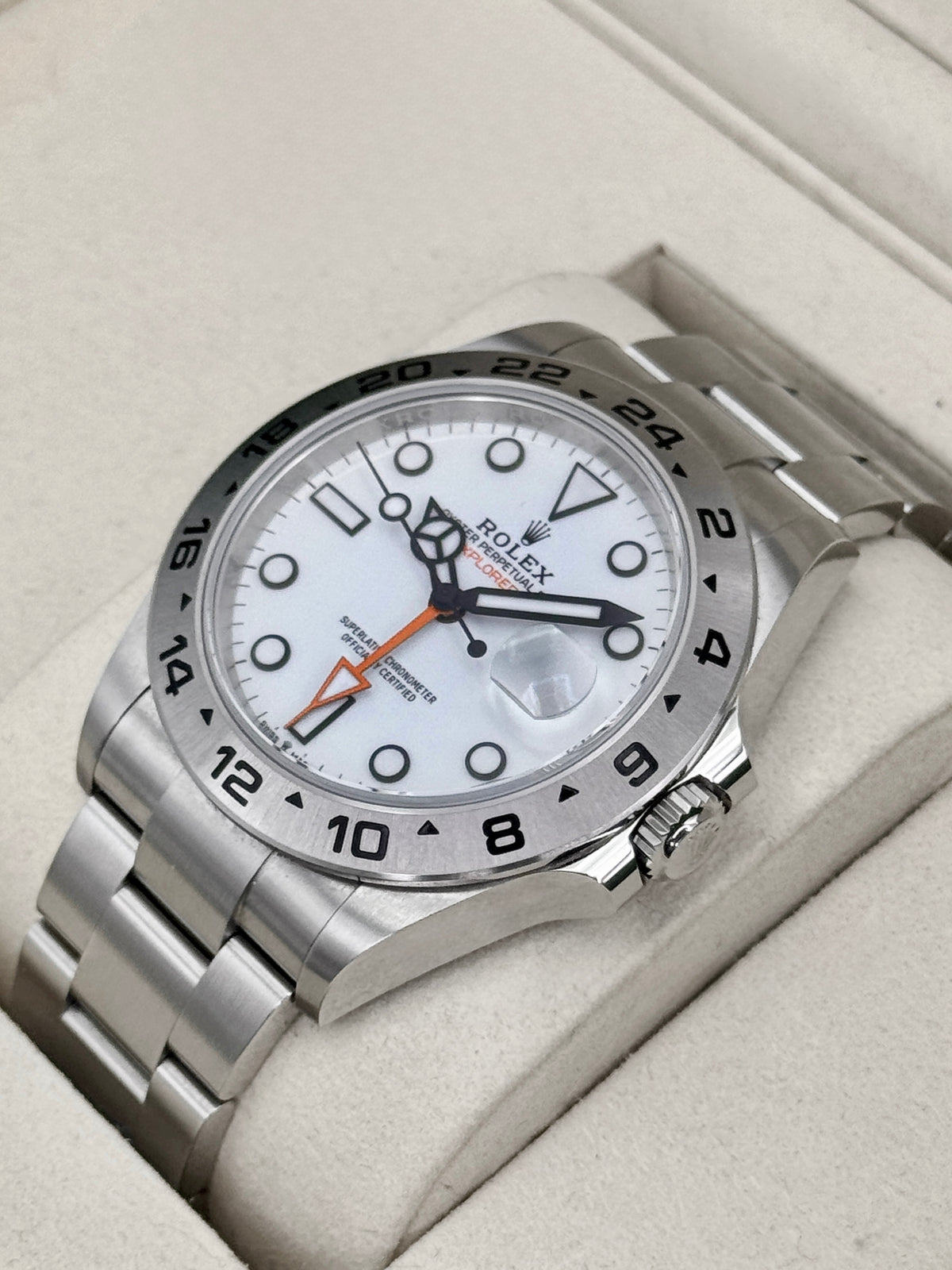 2025 Rolex Explorer II 42mm 226570 Stainless Steel Polar White Dial