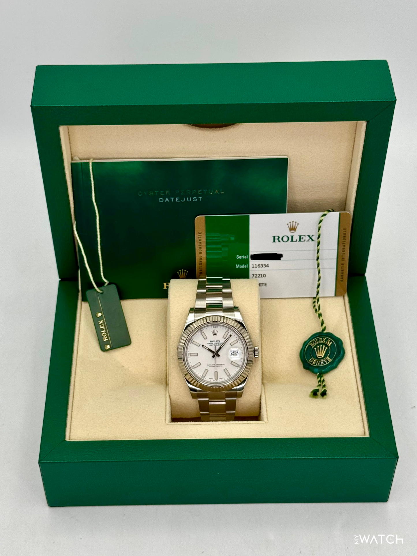 2016 Rolex Datejust II 41mm 116334 Stainless Steel Oyster White Dial