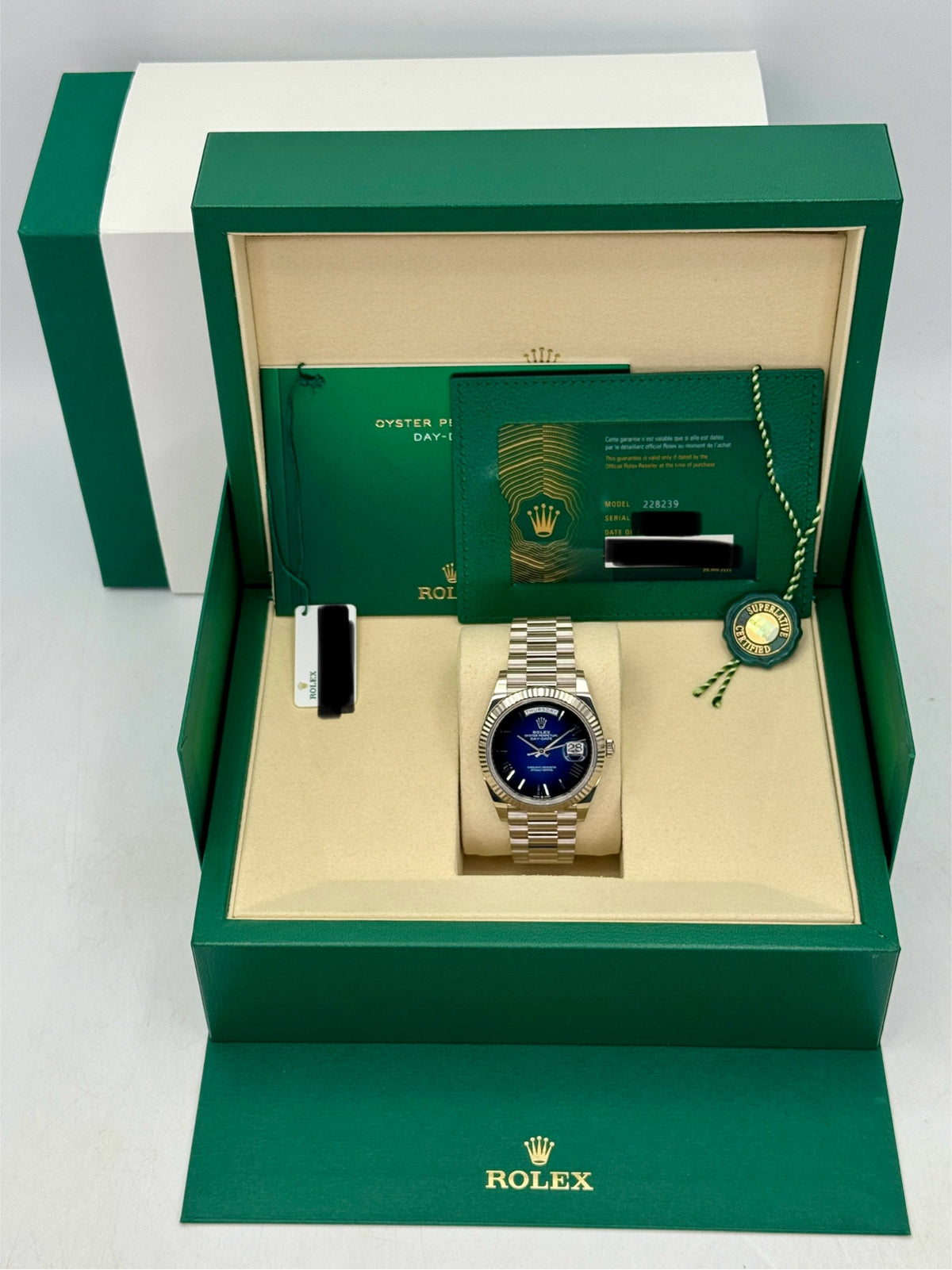 NEW 2026 Rolex Day-Date 40mm 228239 Presidential Blue Ombre Dial