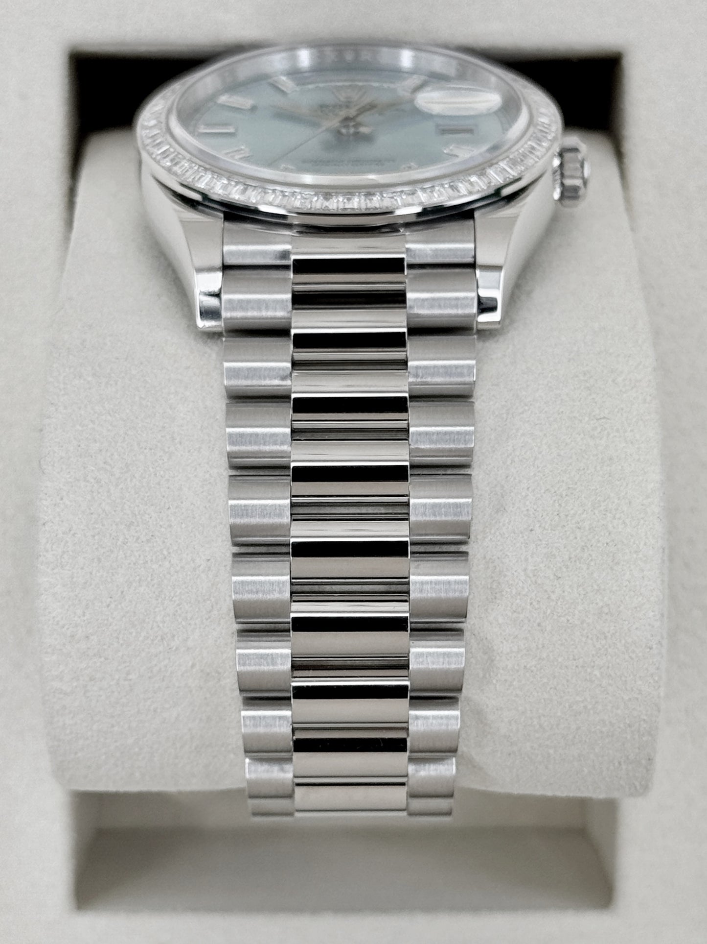 NEW 2026 Rolex Day-Date 36mm 128396TBR Ice Blue Roman Numeral Dial (NEW STYLE CARD)