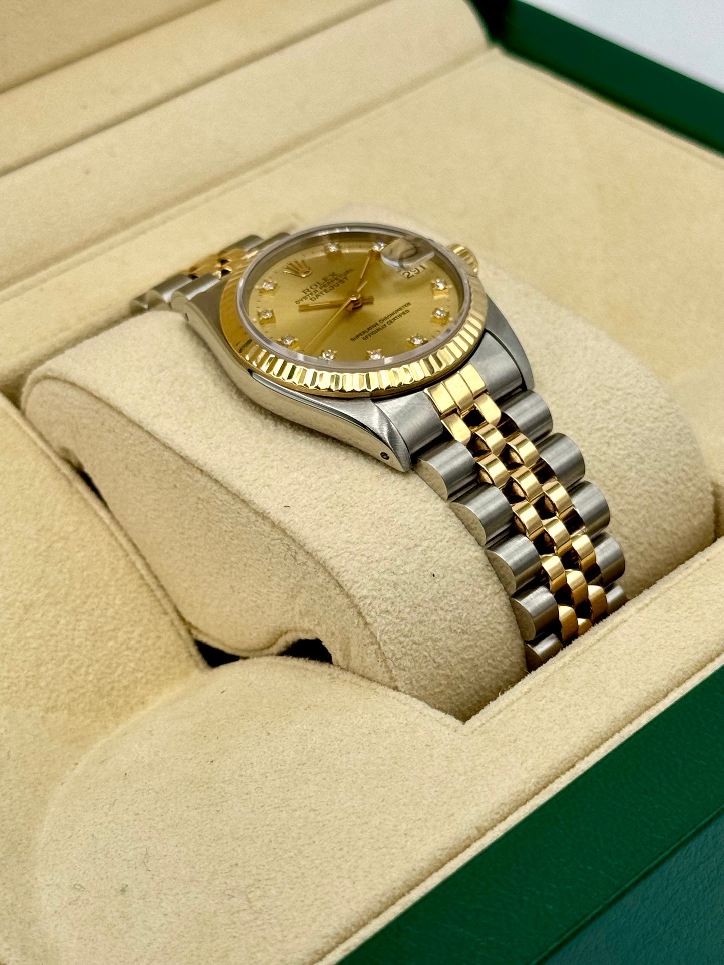 1991 Rolex Datejust 31mm 68273 Two-Tone Jubilee Champagne Diamond DIal