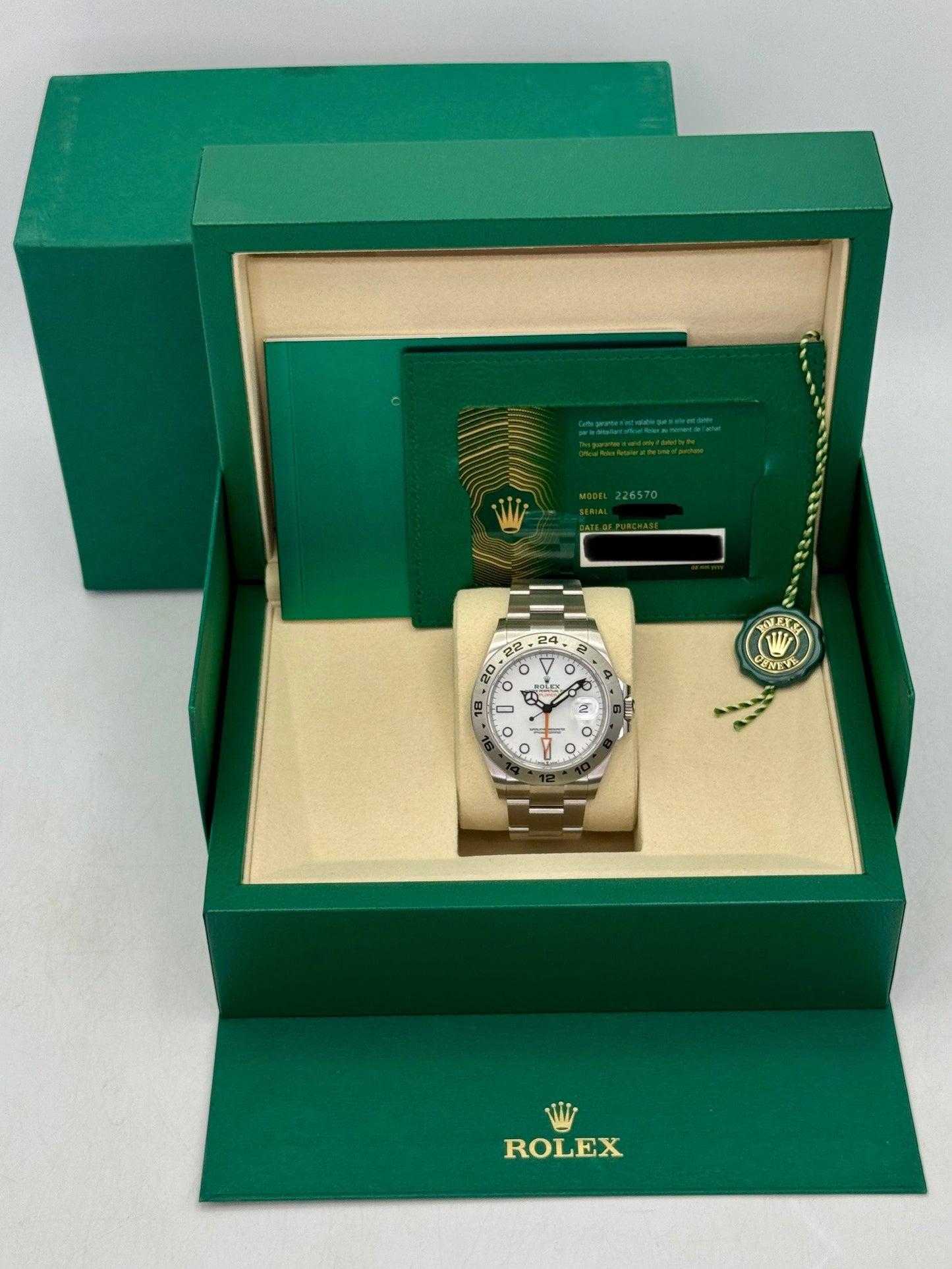 2026 Rolex Explorer II 42mm 226570 Stainless Steel Polar White Dial