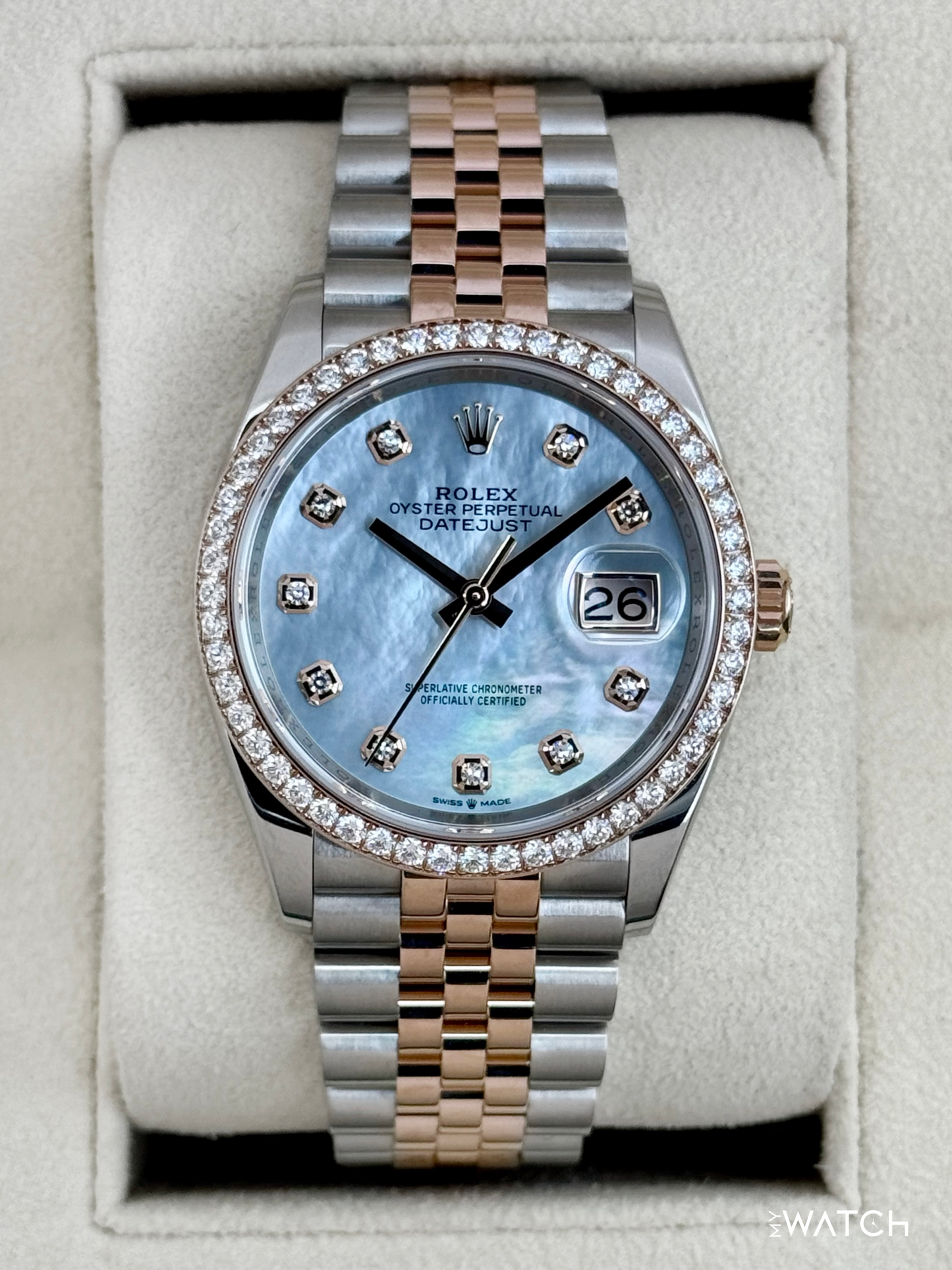 2024 Rolex Datejust 36mm 126281RBR Two-Tone Jubilee MOP Diamond Dial - MyWatchLLC