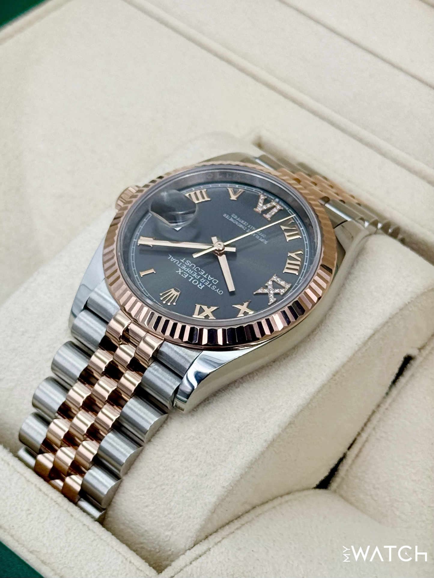 2023 Rolex Datejust 36mm 126231 Two-Tone Jubilee Slate Rhodium Diamond Dial