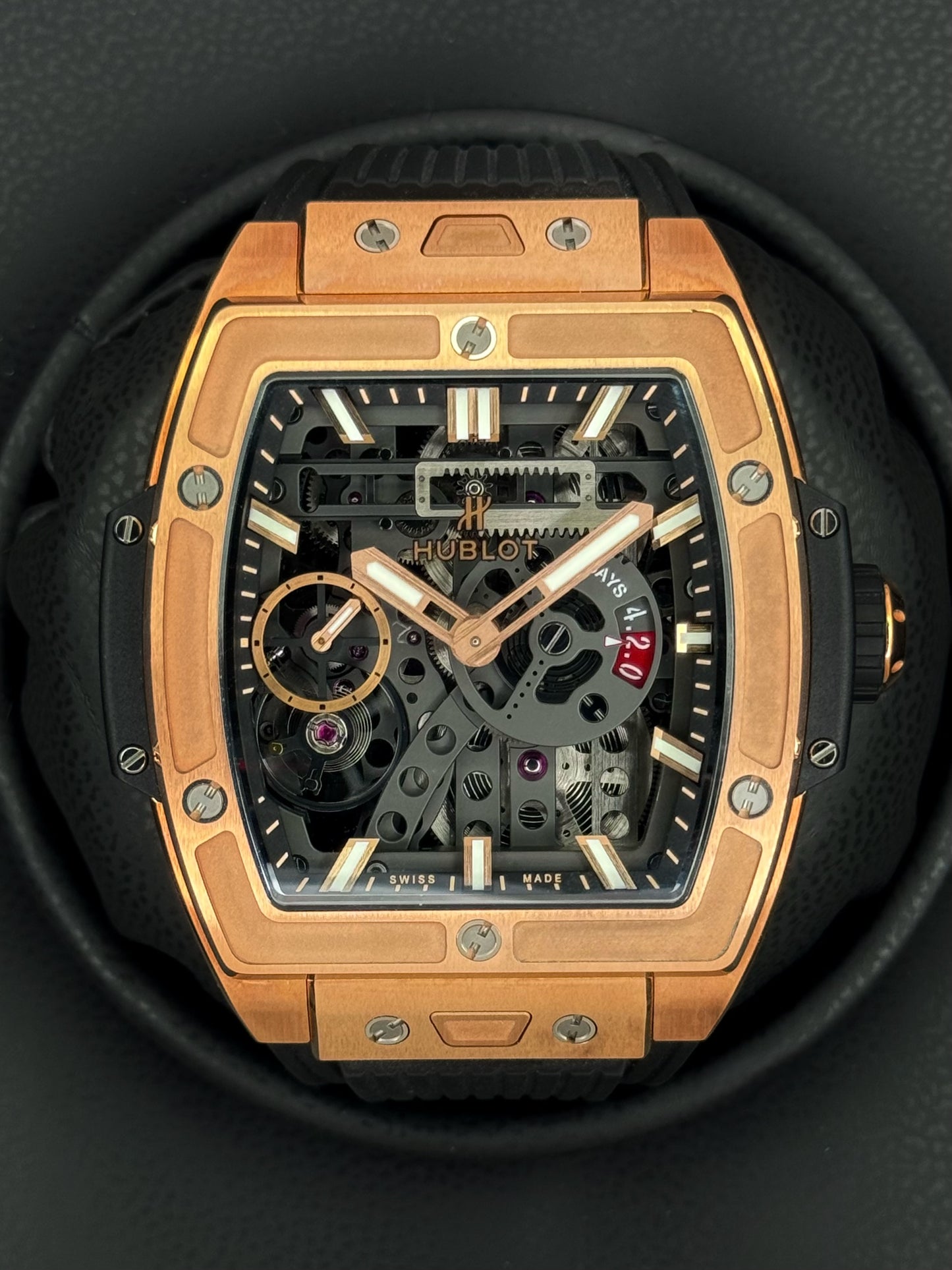 Hublot Spirit of Big Bang 45mm 614.OX.1180.RX Rose Gold Skeltonized Dial