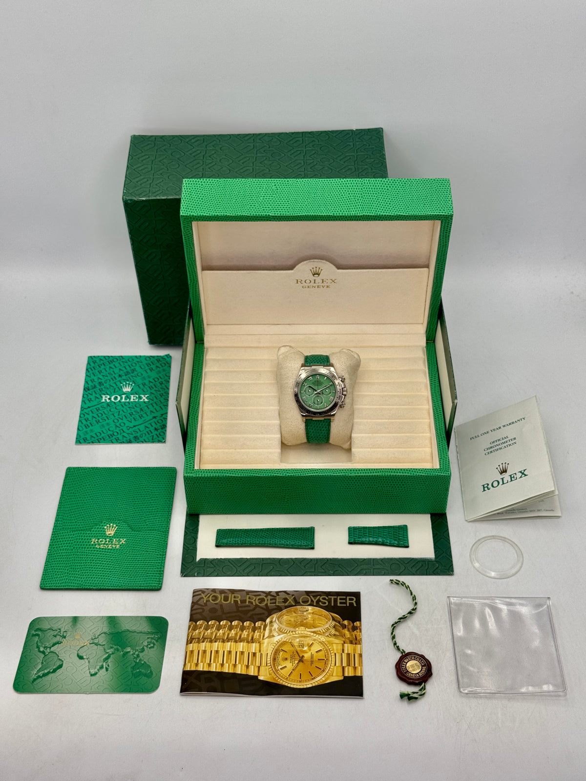 2000 Rolex Daytona 40mm 116519 White Gold Green Dial
