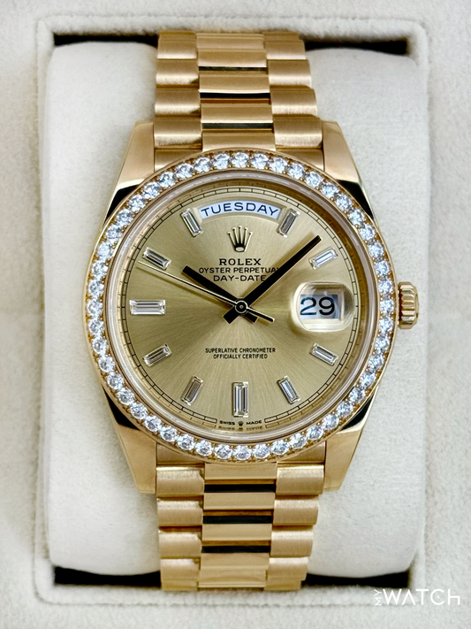 2020 Rolex Day-Date 40mm 228348RBR Presidential Champagne Baguette Dial