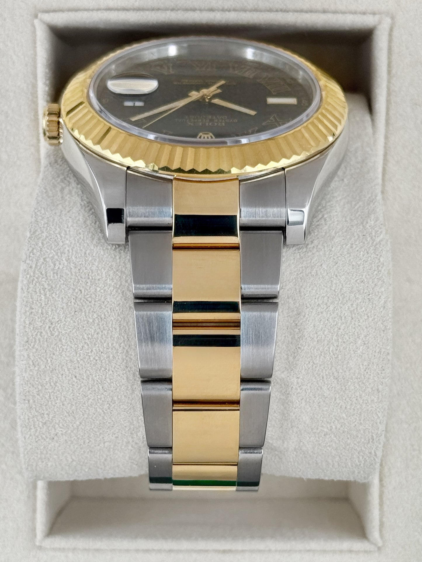 2010 Rolex Datejust II 41mm 116333 Two-Tone Oyster Grey Black Roman Numeral Dial