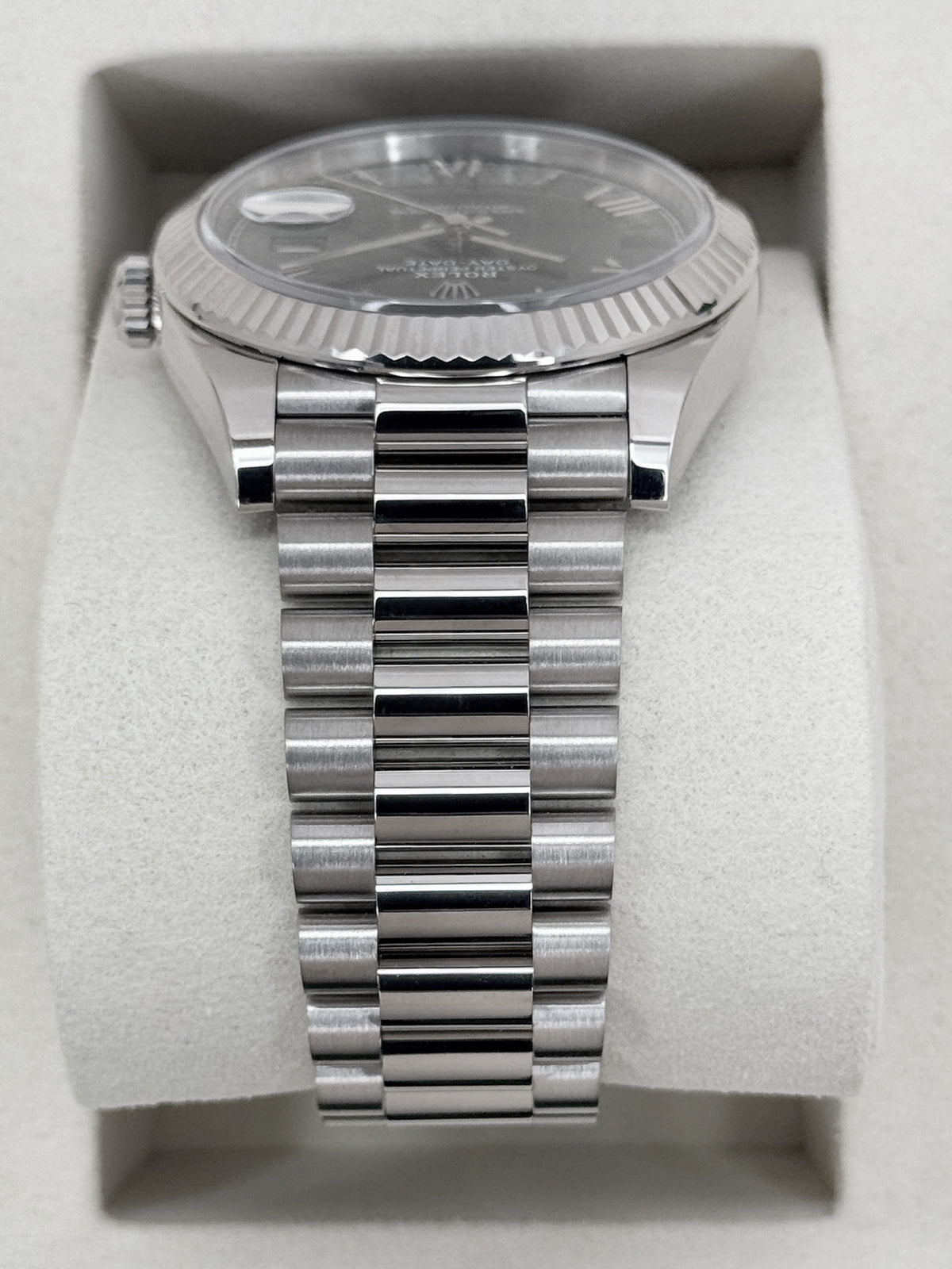 2025 Rolex Day-Date 40mm 228239 Presidential White Gold Olive Dial