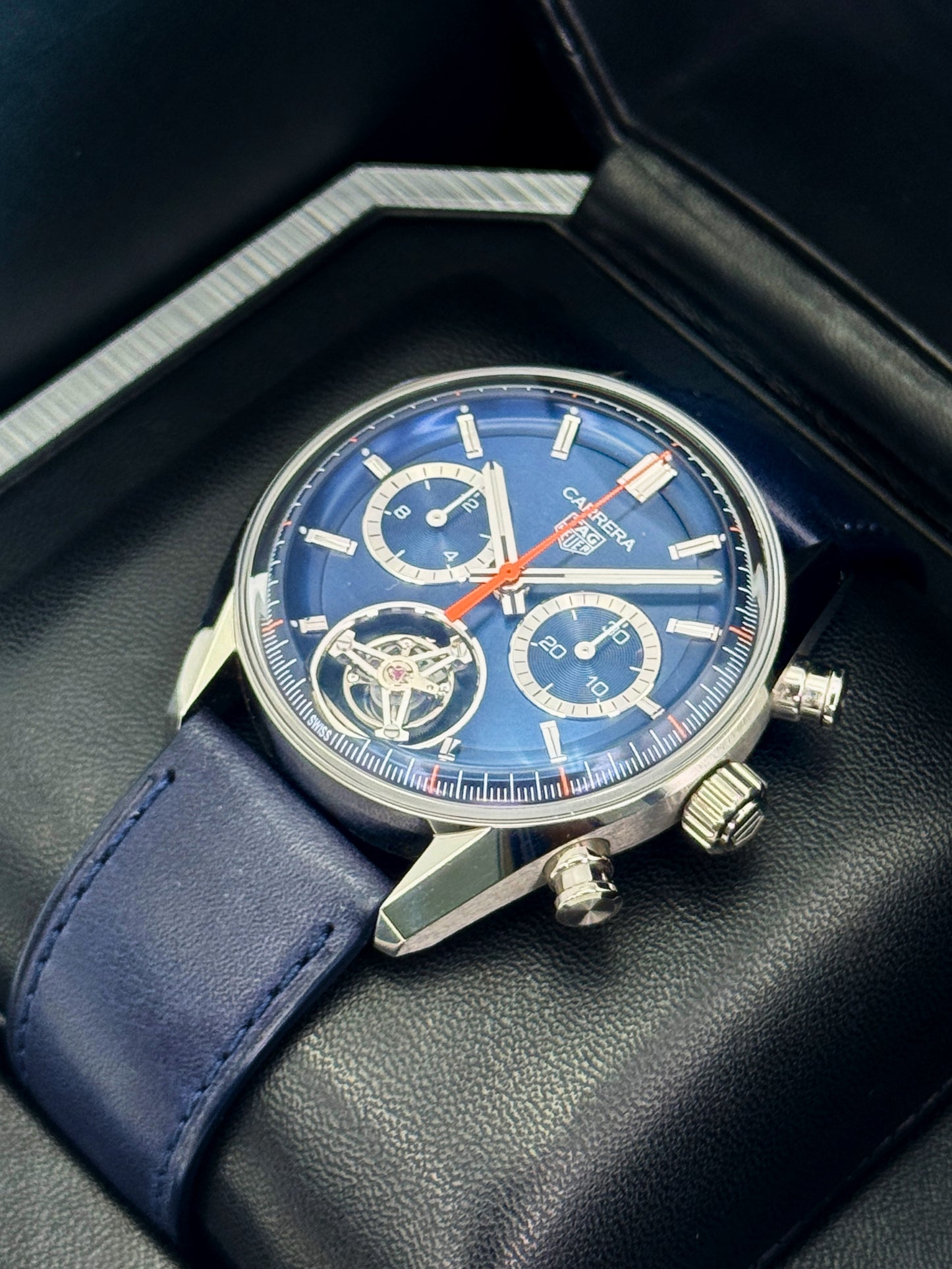 2023 TAG Heuer Carrera Tourbillon Chronograph 42mm CBS5010.FC6543 Blue Dial
