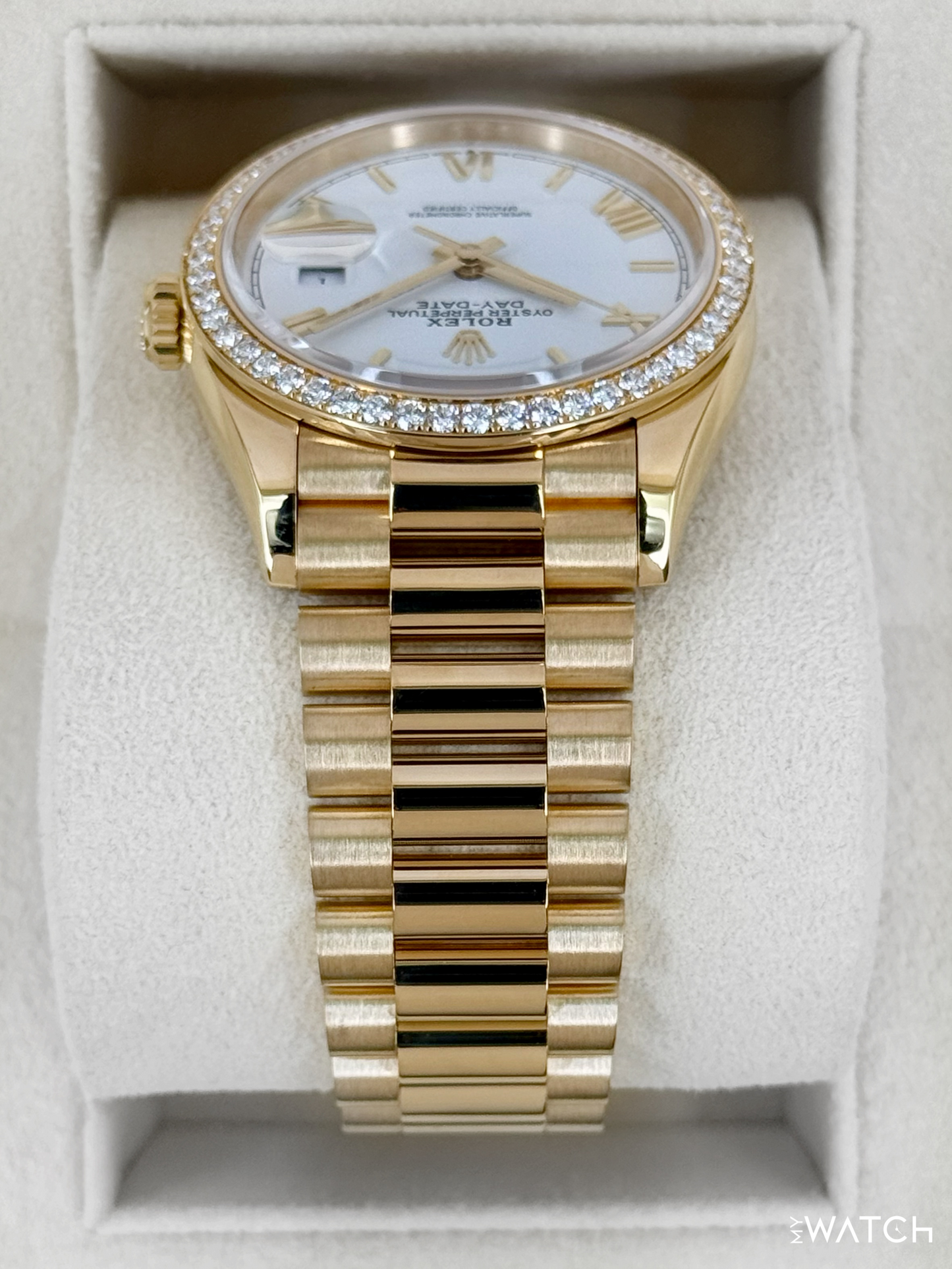 2024 Rolex Day-Date 36mm 128348RBR Presidential Yellow Gold White Dial - MyWatchLLC