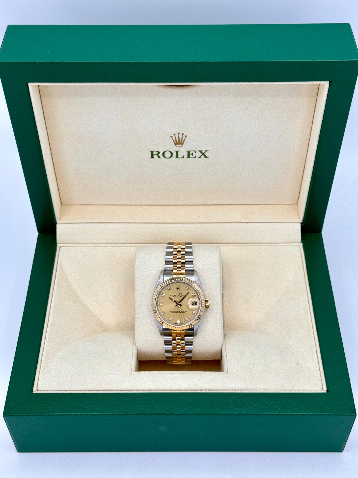 1991 Rolex Datejust 31mm 68273 Two-Tone Jubilee Champagne Diamond DIal